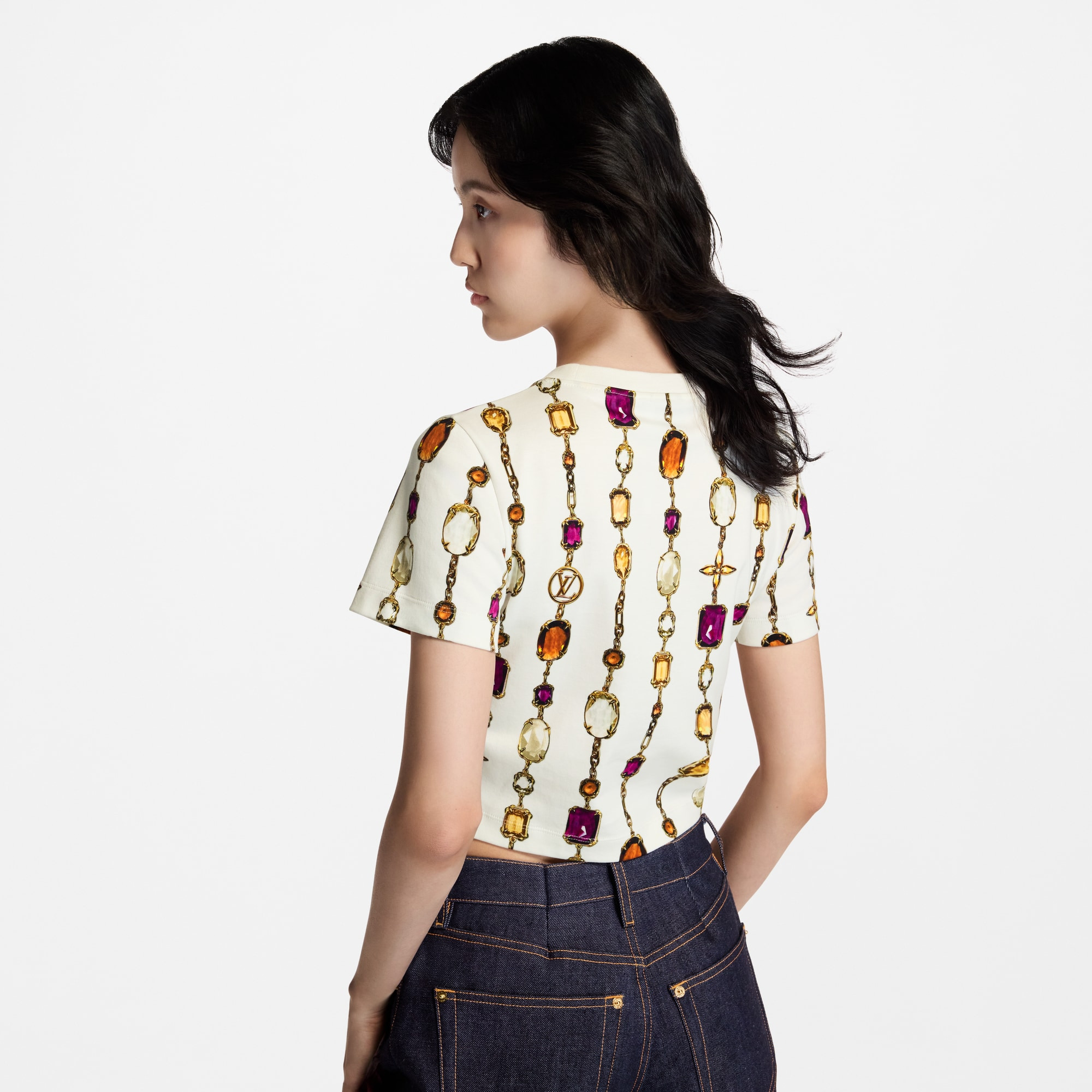 Necklace Print Crop Top - 7