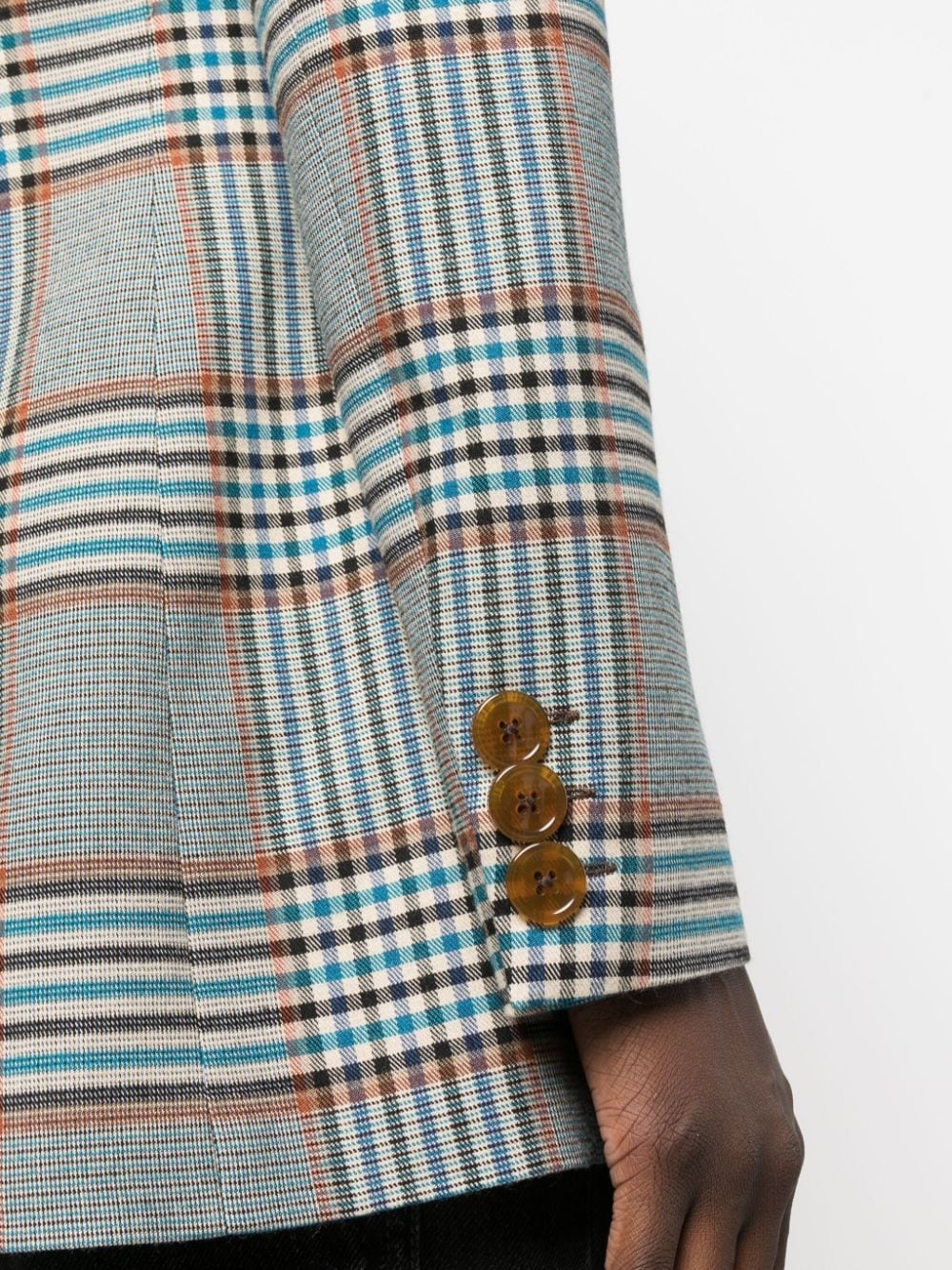 checked single-breasted blazer - 5