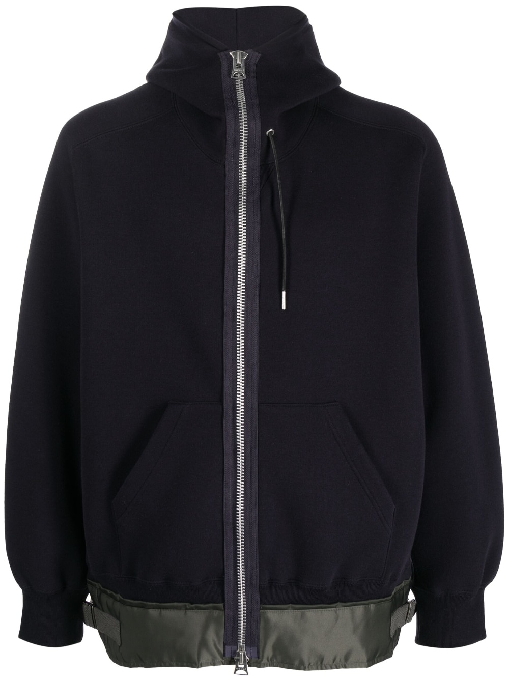 panelled zip-up hoodie - 1