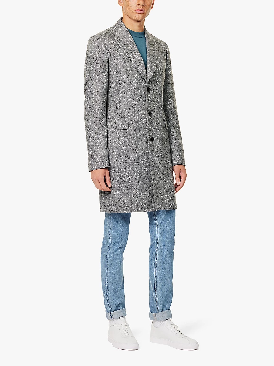 Speckled notch-lapel wool coat - 3