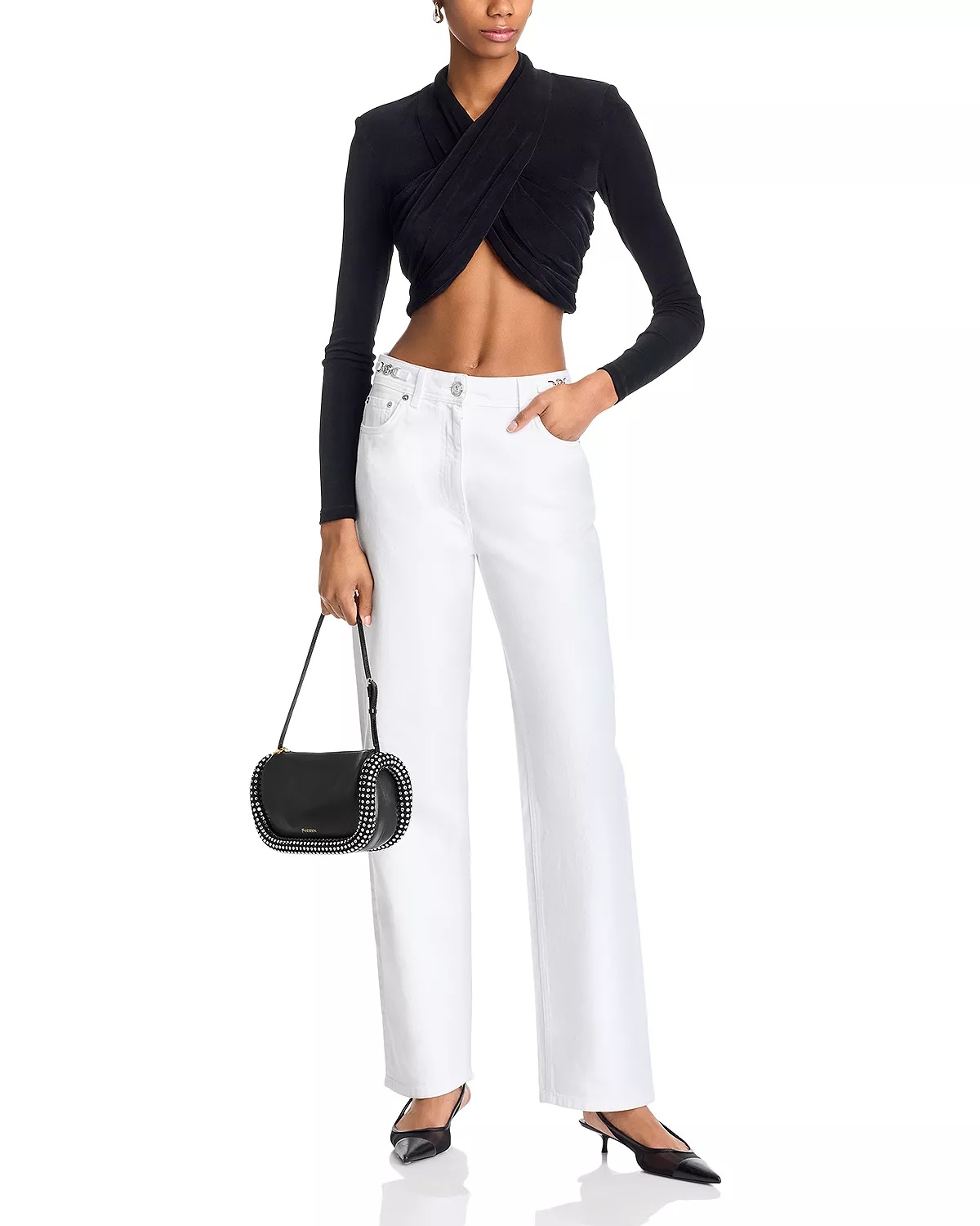 High Rise Jeans in White - 2