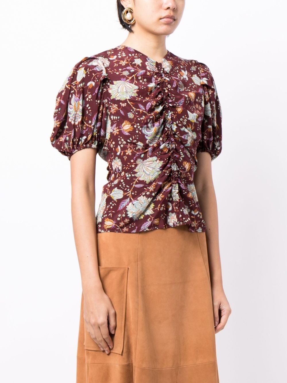 Elise ruched-silk blouse - 3