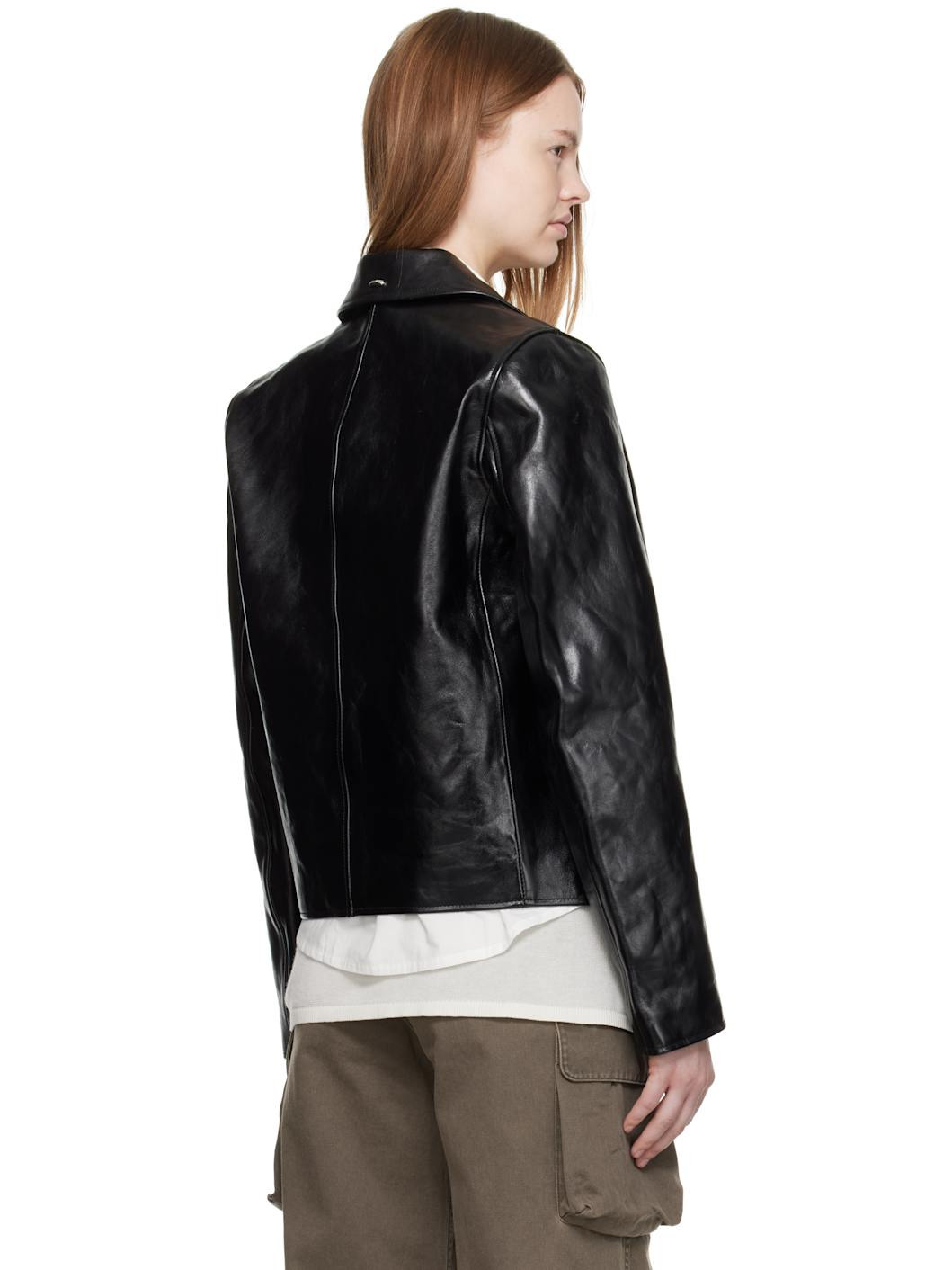 Black Mini Leather Jacket - 3
