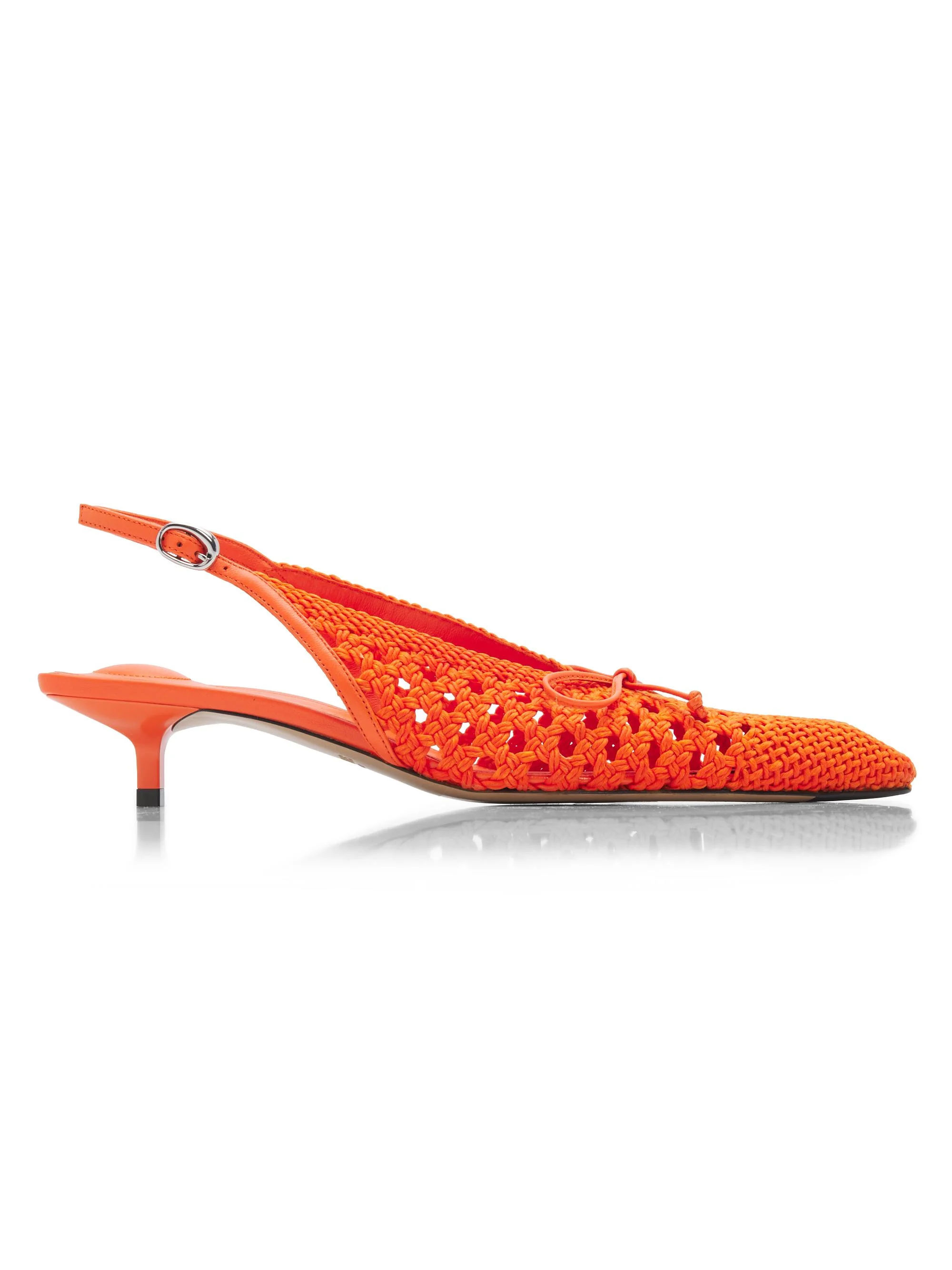 Women's Cubisto Woven Leather Slingback Pumps - Orange - 1