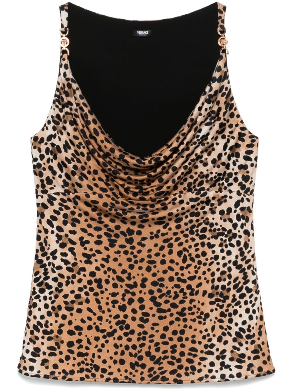 leopard-print cowl-neck top - 1