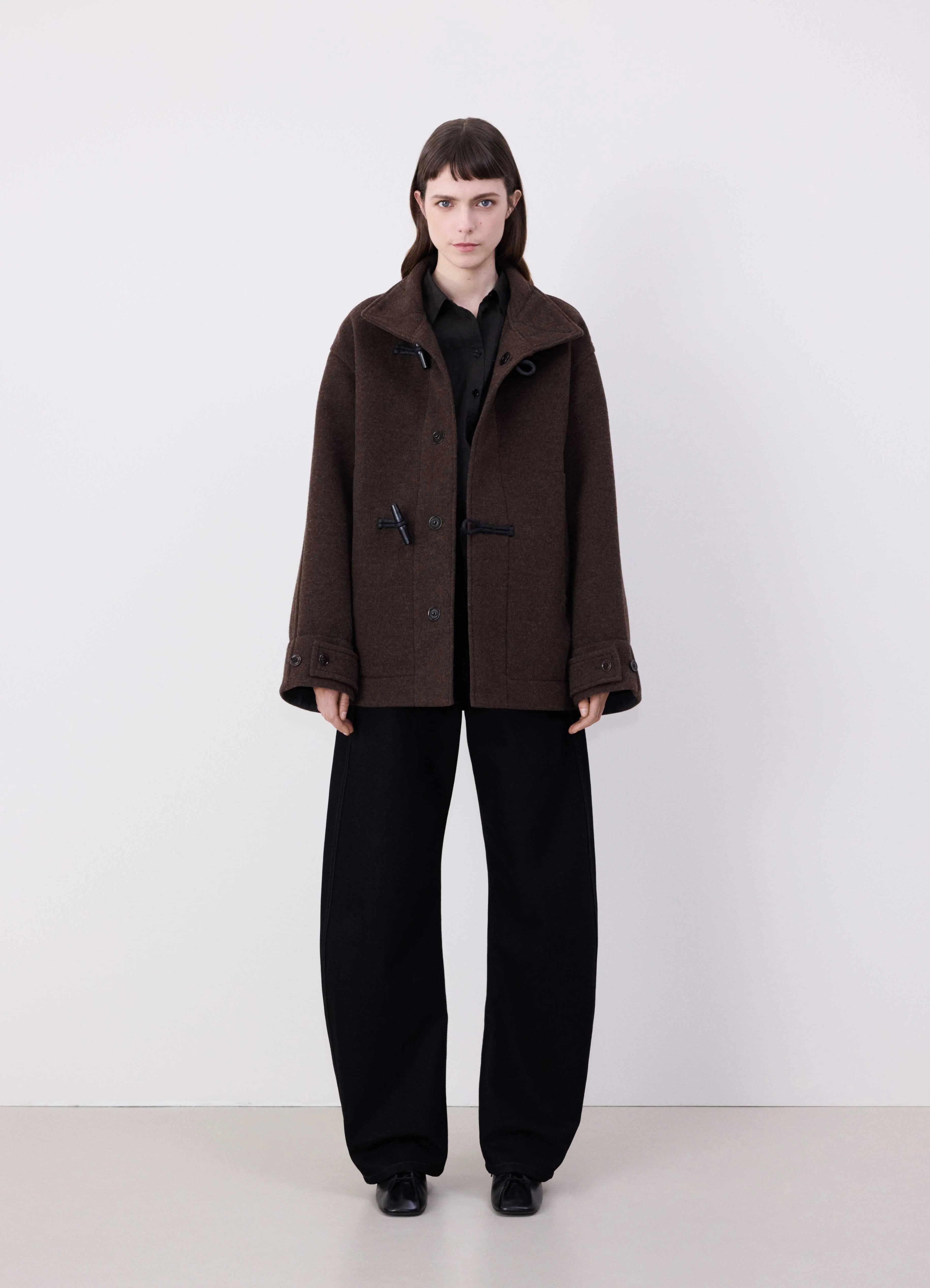 SHORT BATHROBE DUFFLE COAT WITH CONTRAST STITCH - 3