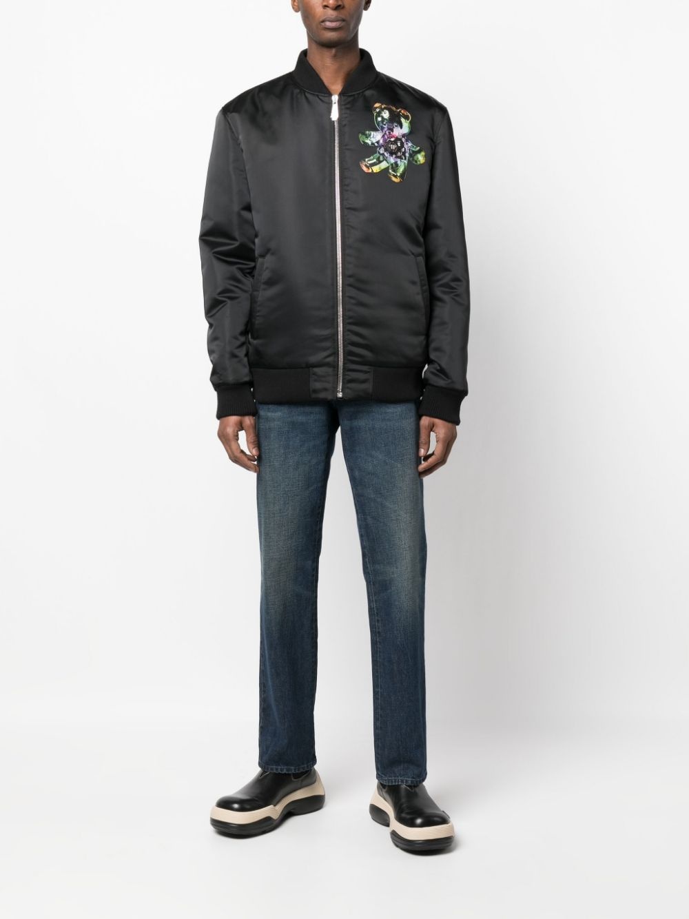 teddy bear-print bomber jacket - 2