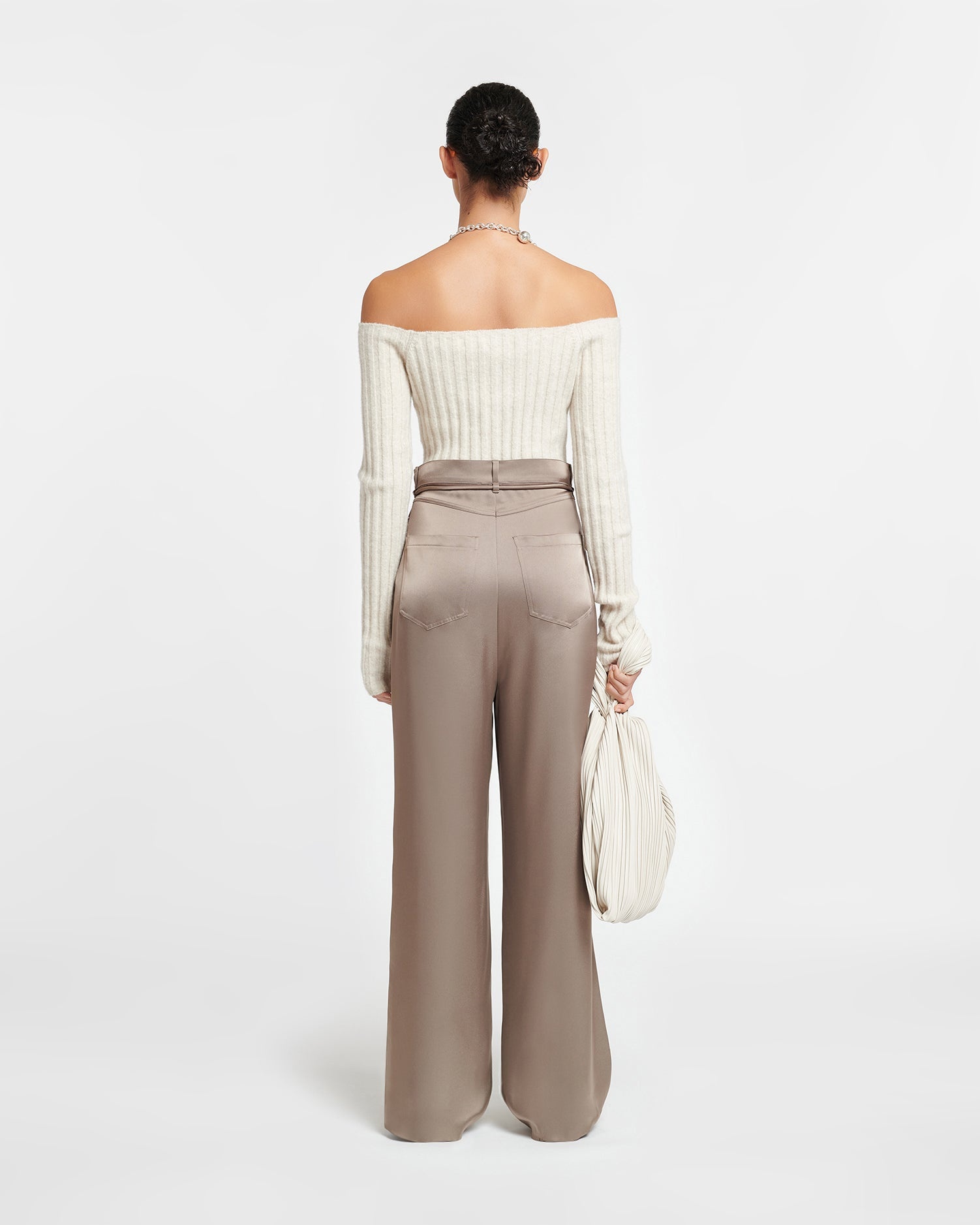 Belted Slip Satin Pants - 3