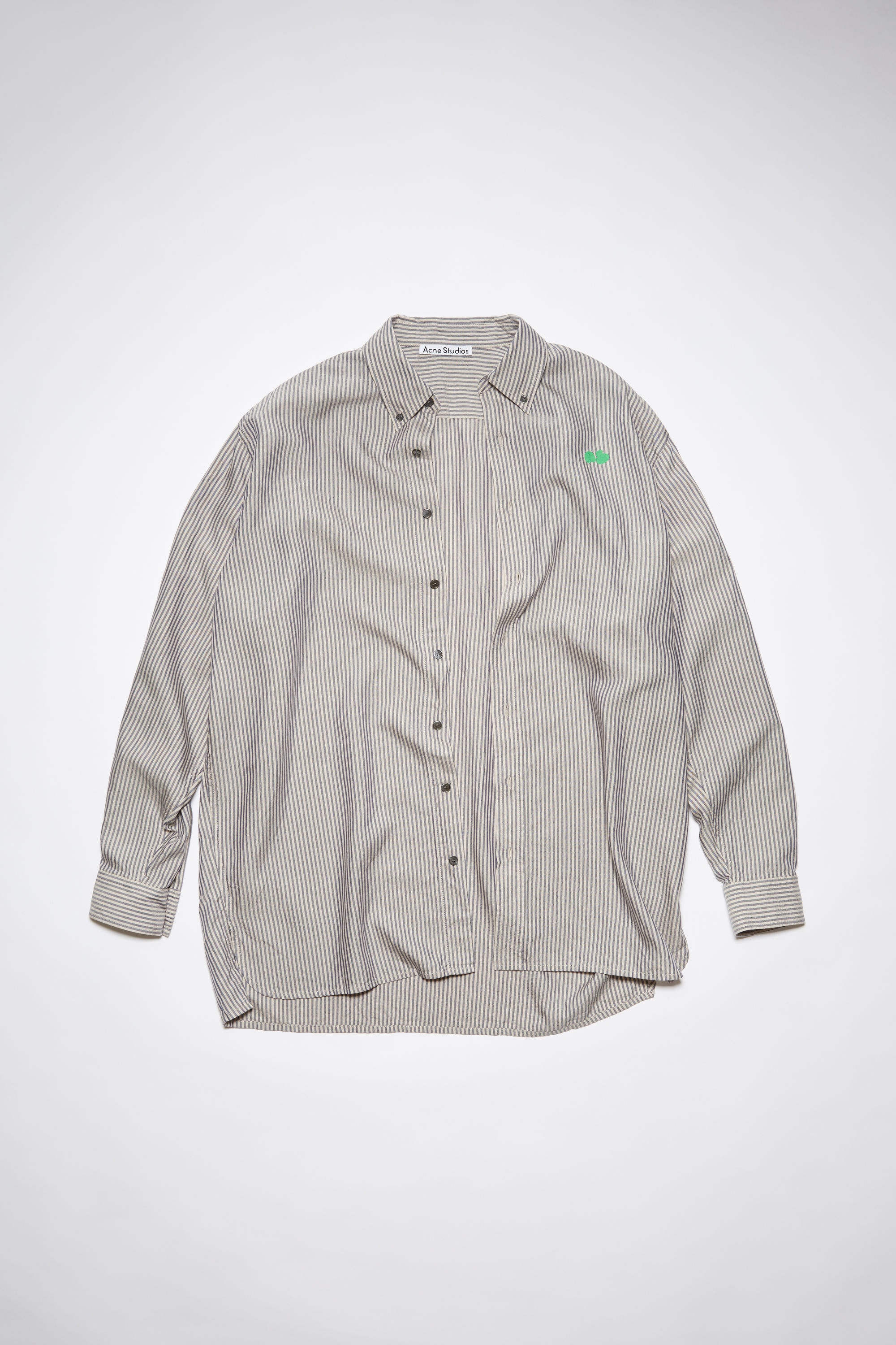 Bubble logo stripe button-up shirt - Ecru/navy - 1