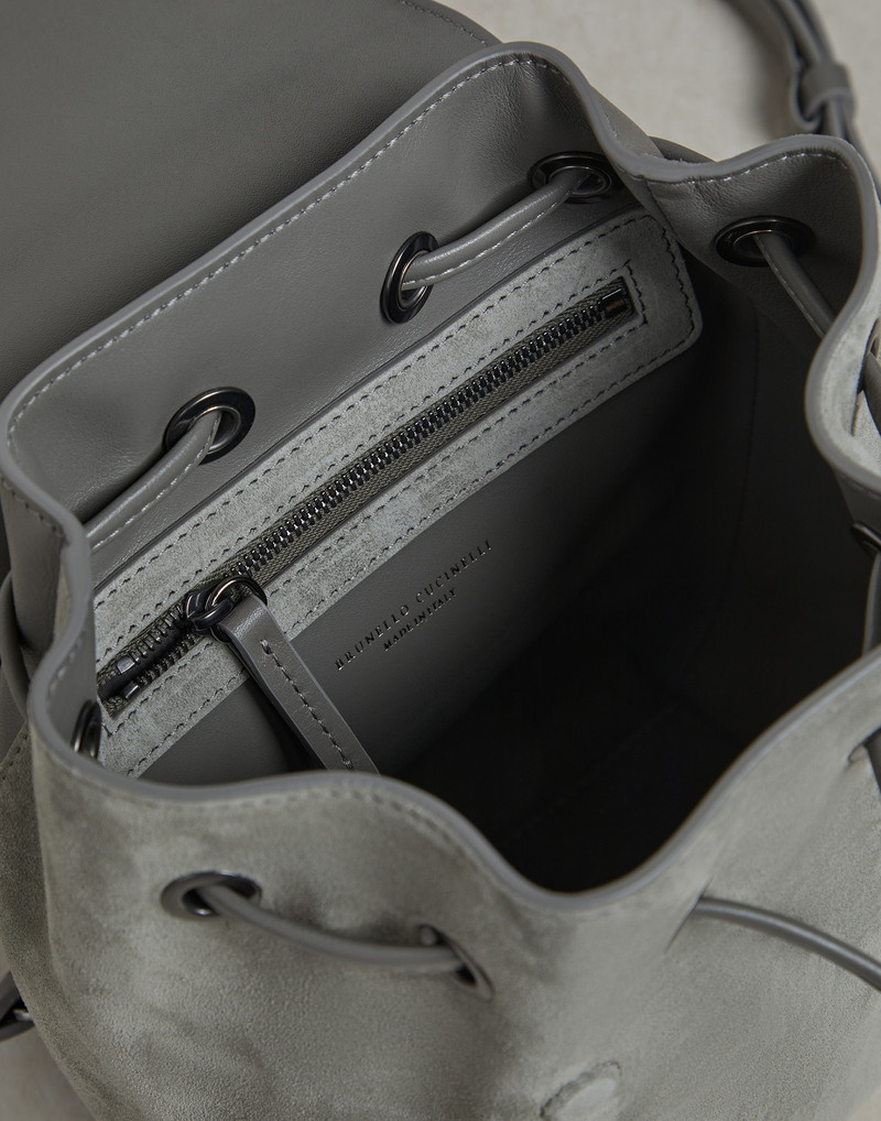 Suede backpack with precious contour 5