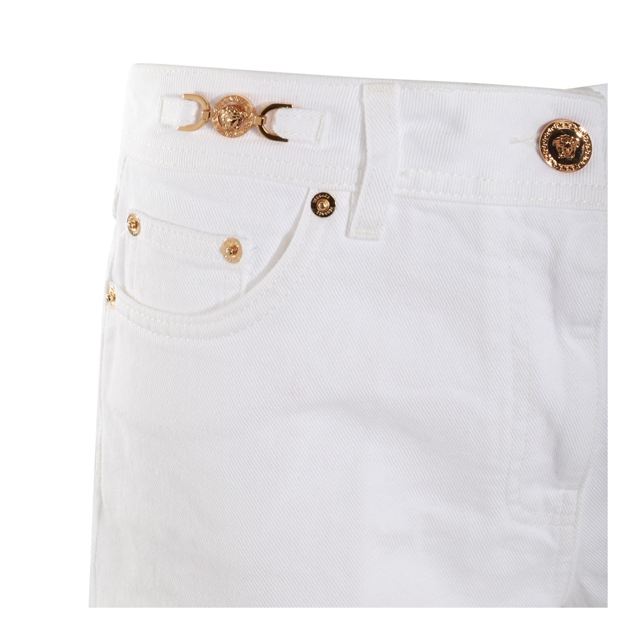 white cotton denim shorts - 3