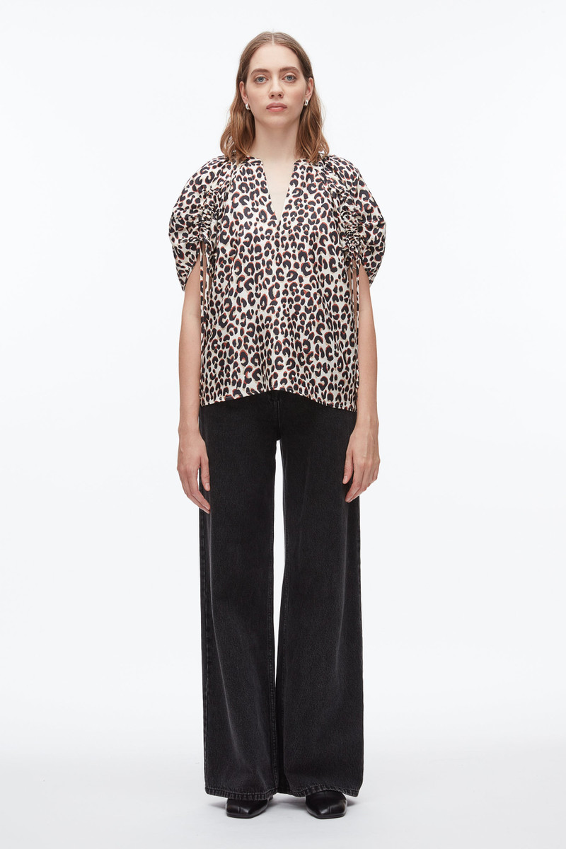 3.1 Phillip Lim Leopard Ruched Sleeve Top outlook