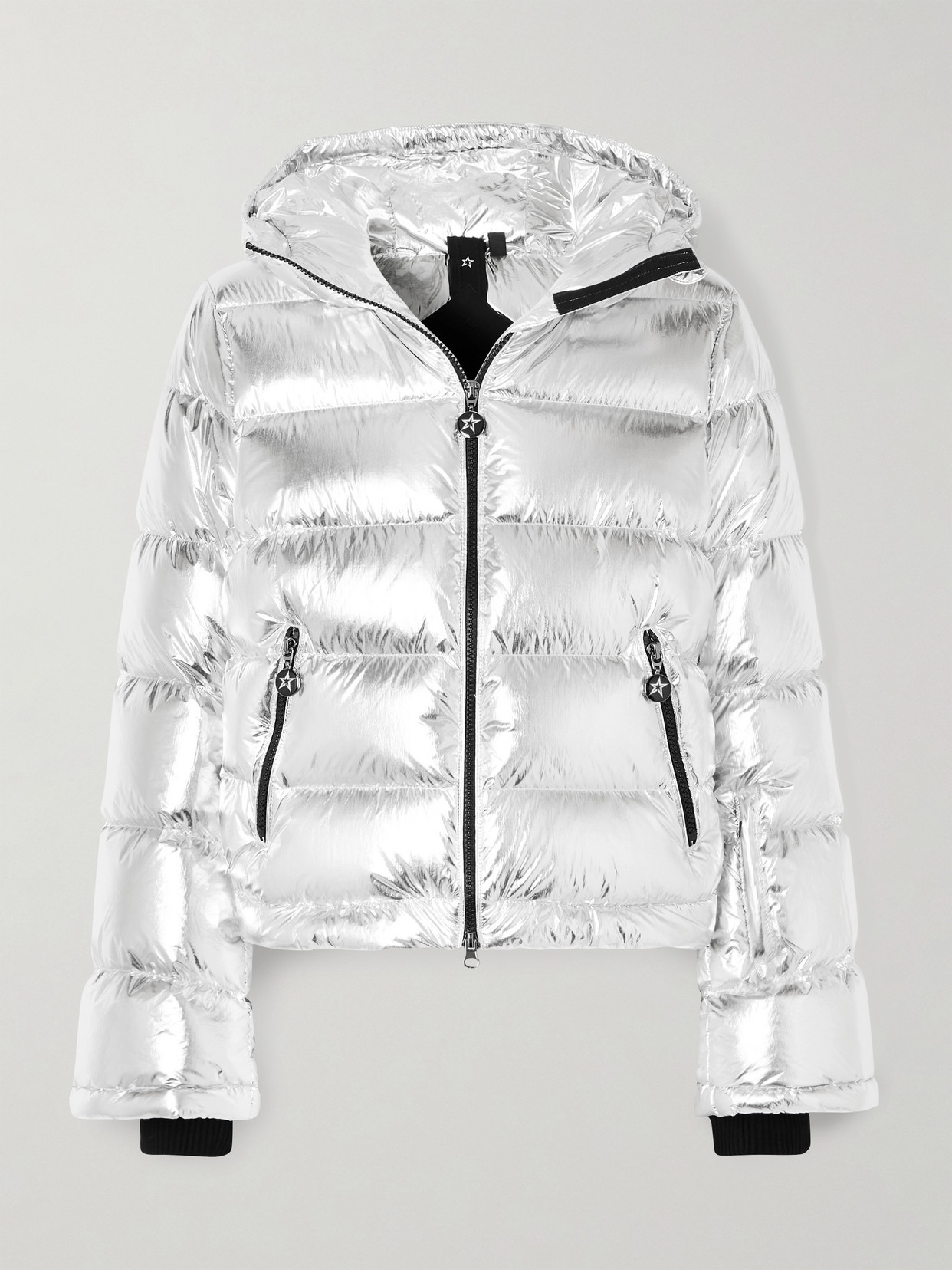 Hooded Metallic Down Ski Jacket - 1