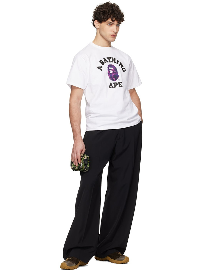 A BATHING APE® White & Purple Color Camo College T-shirt outlook
