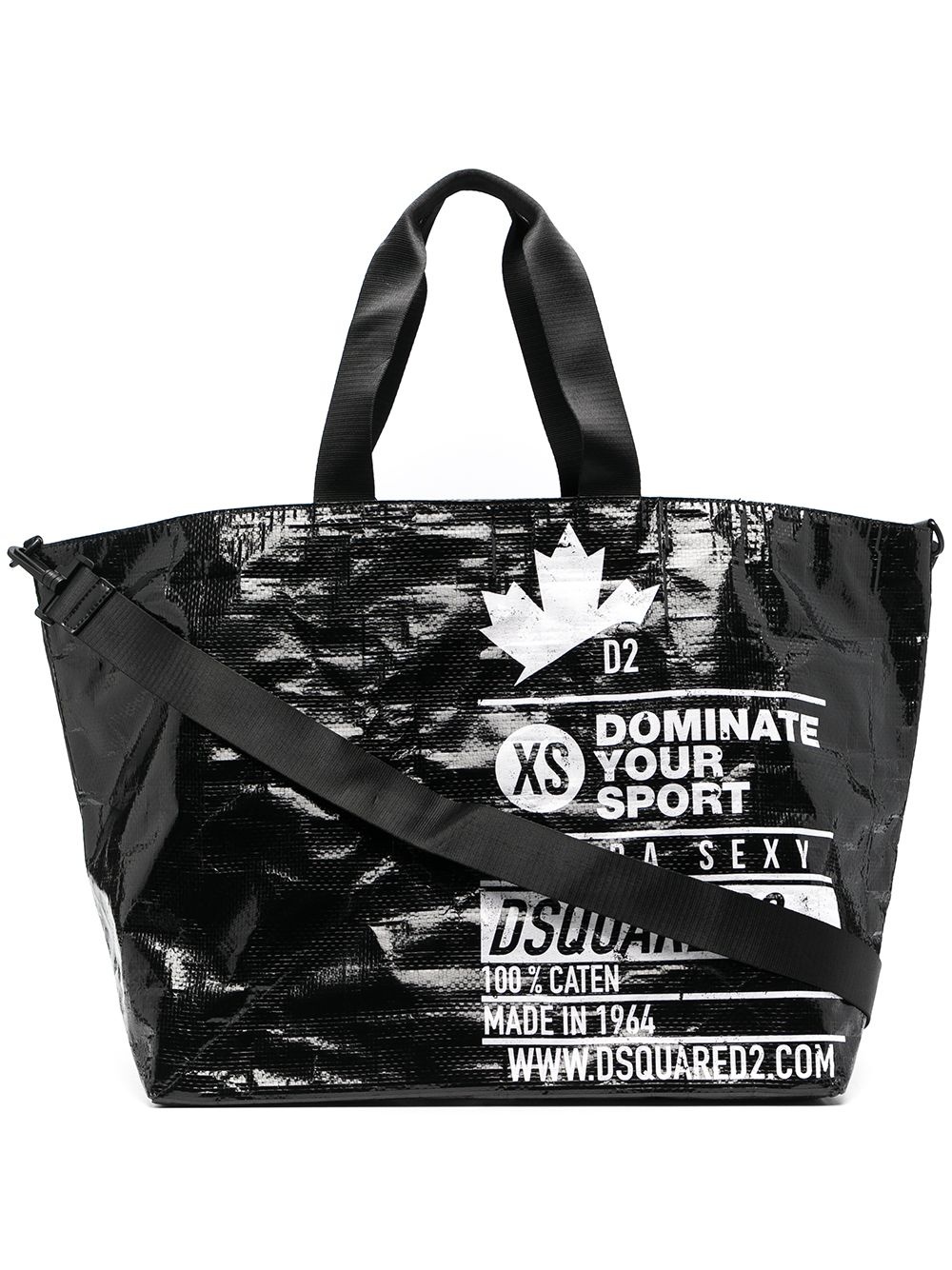 logo-print faux-leather tote bag - 1