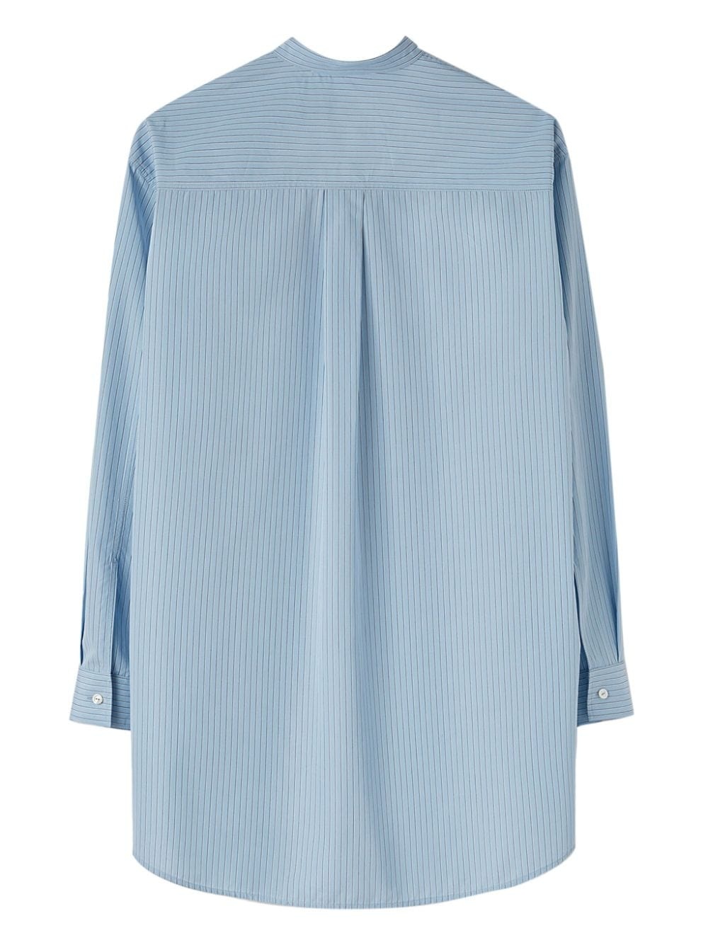 striped logo-patch cotton shirt - 6