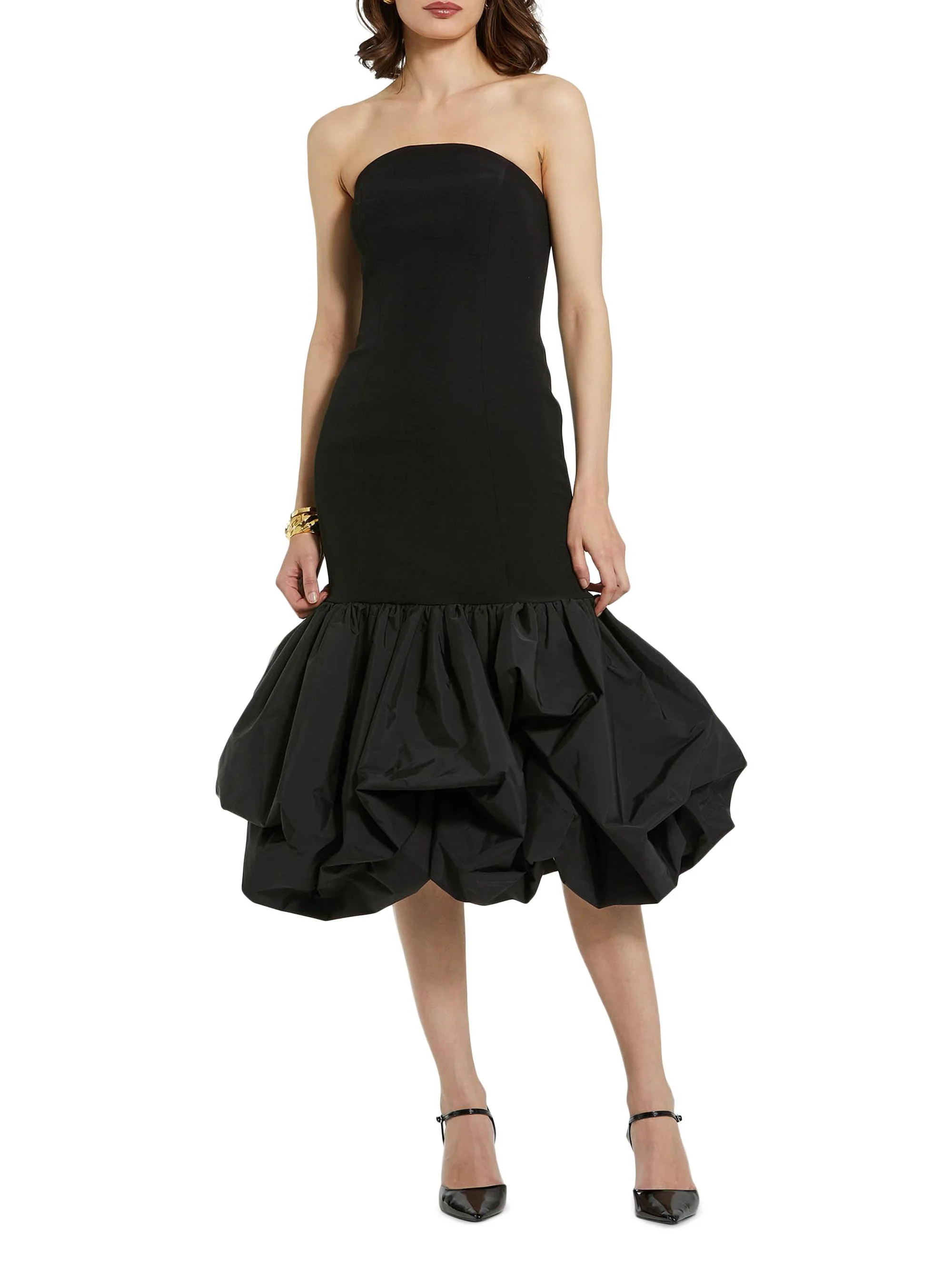 Women's Ieena Crepe Strapless Bubble-Hem Midi-Dress - Black - 1
