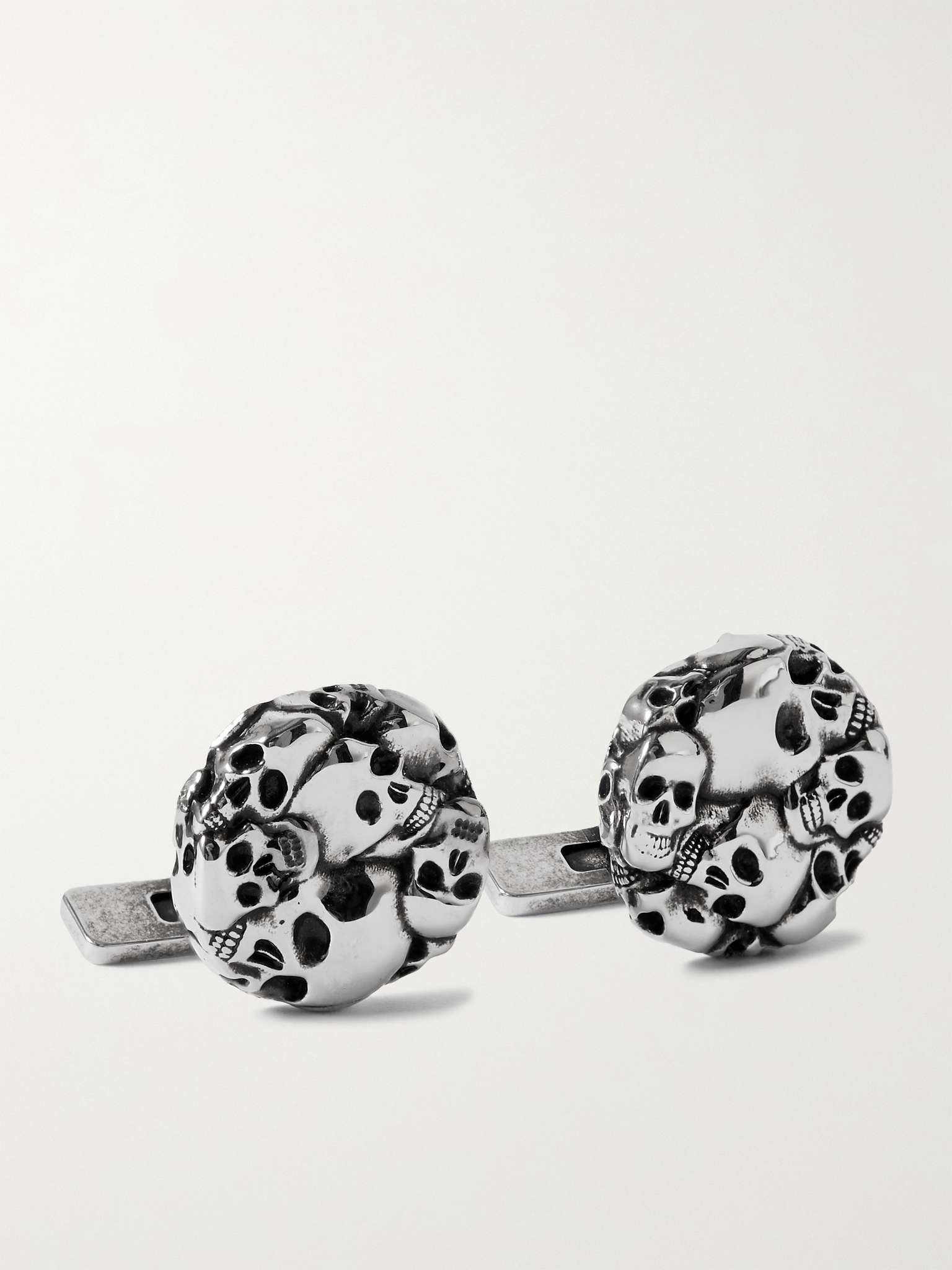 Skull Burnished Silver-Tone Cufflinks - 1