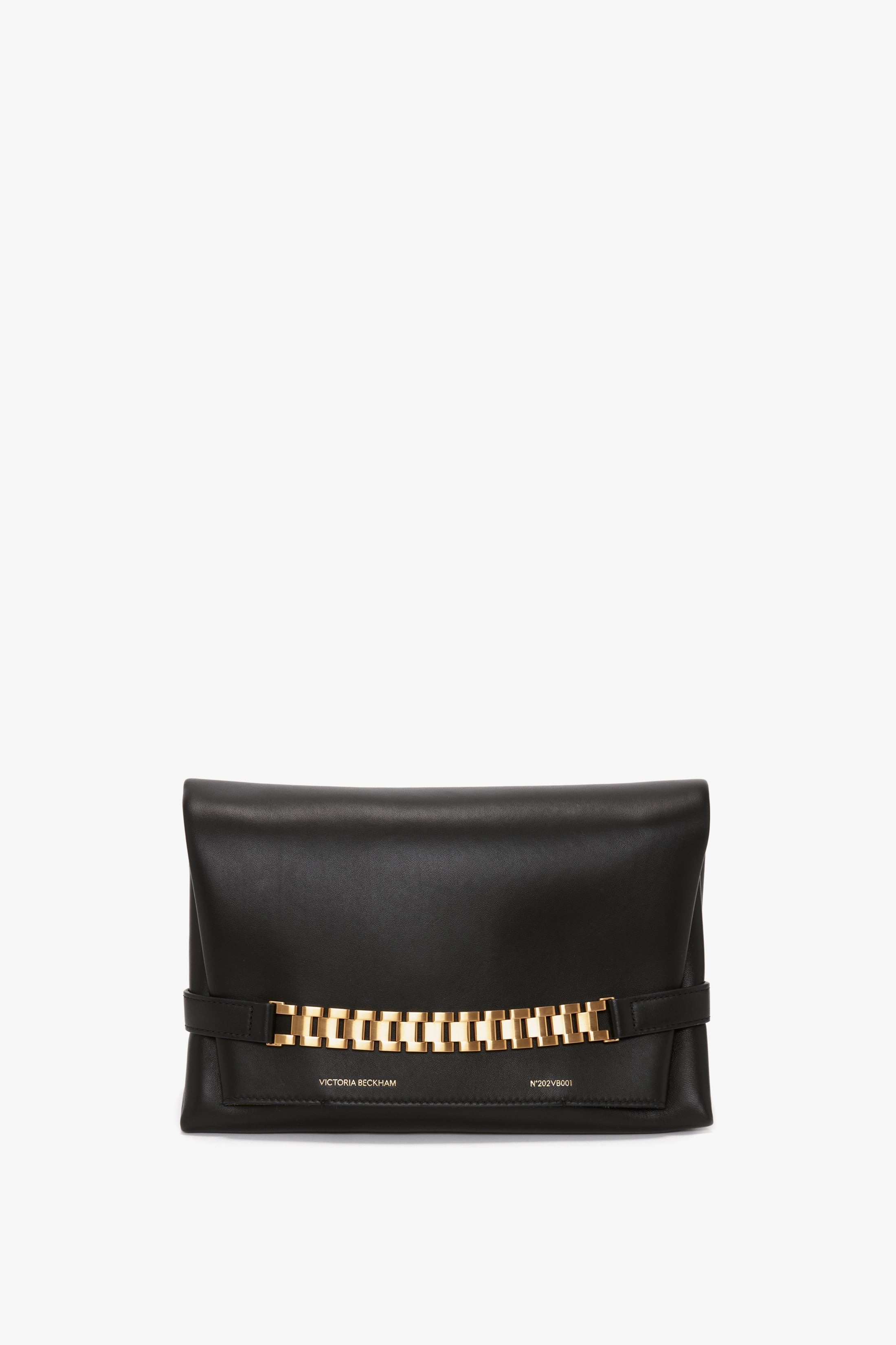 Chain Pouch with Strap In Black Leather - 2