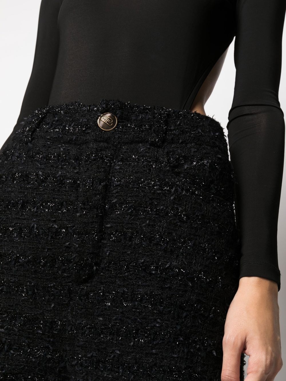 tweed straight-leg cut trousers - 5