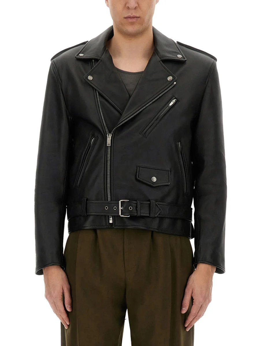 Saint Laurent Men Leather Biker Jacket - 1