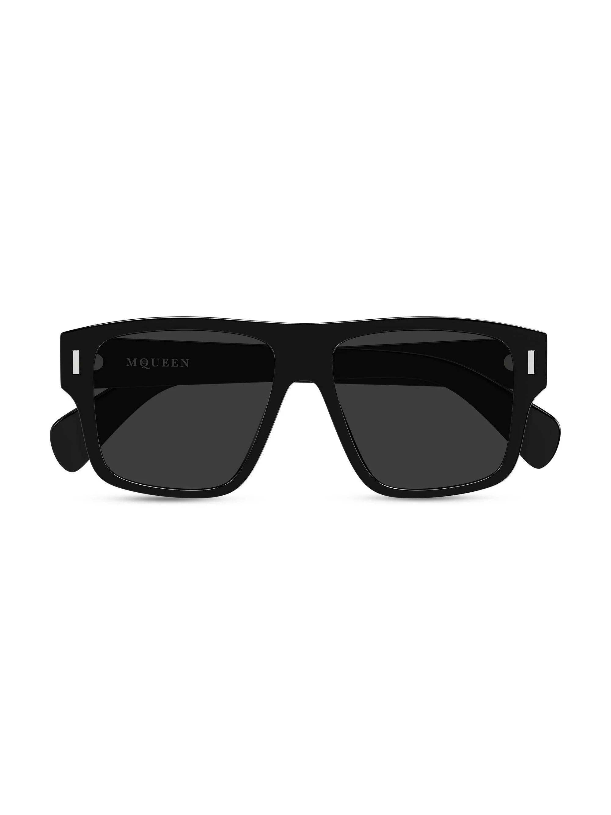 Men's T-Bar Rivet 55MM Square Sunglasses - Black - 1