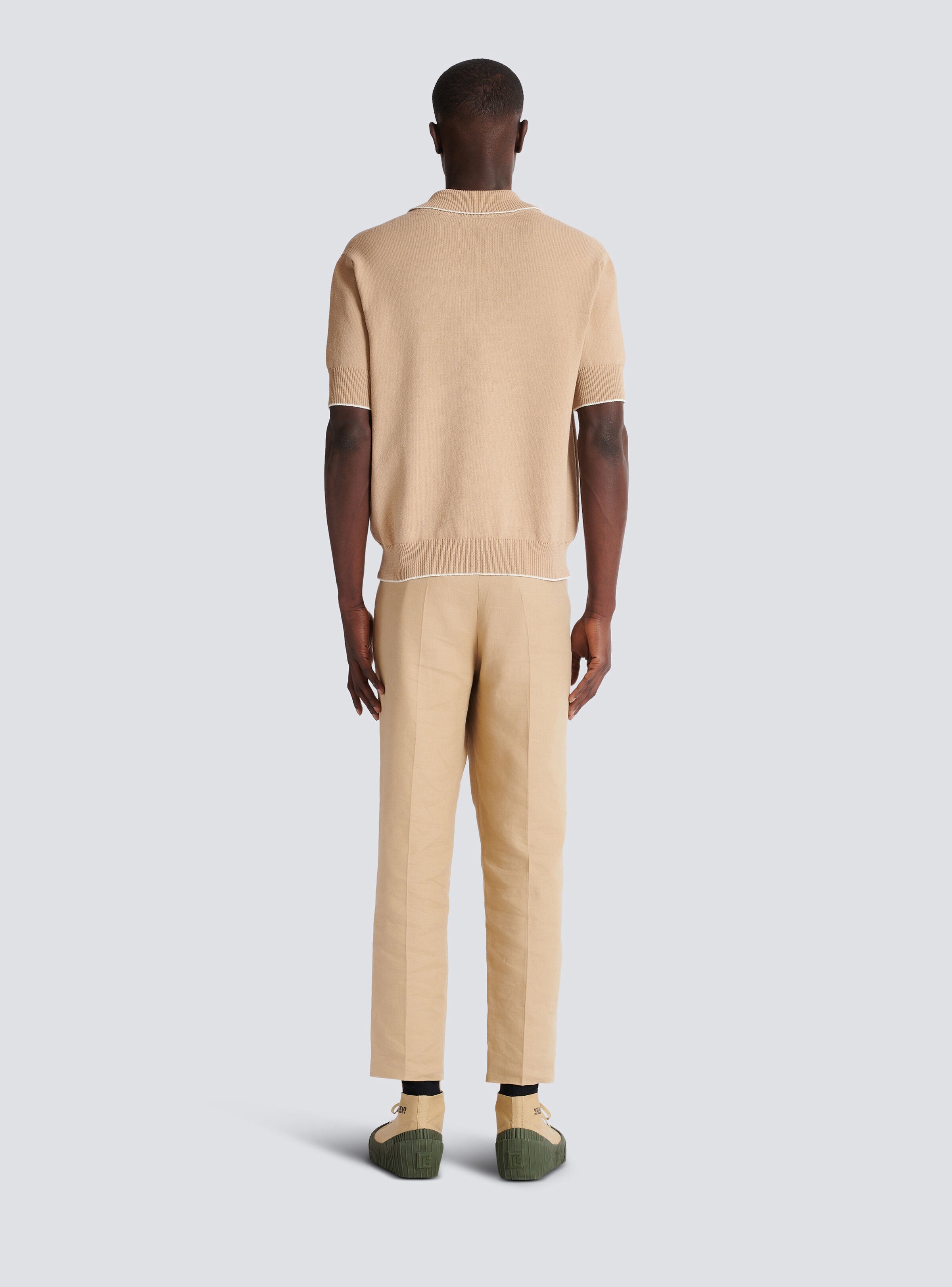 Balmain Écusson embroidered knit polo shirt - 4