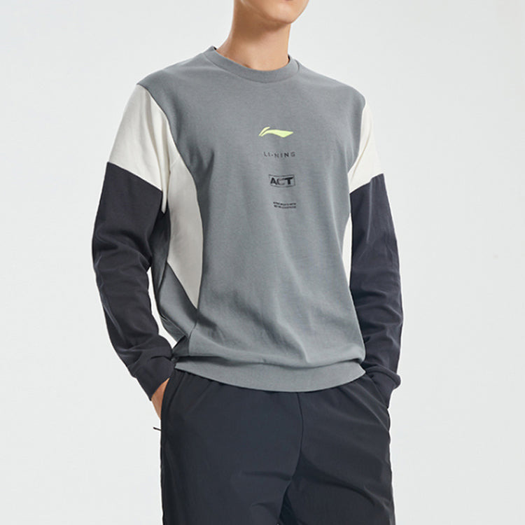 Li-Ning Contrasting Colors Sports Training Pullover Round Neck 'Grey' AWDQ443-2 - 3