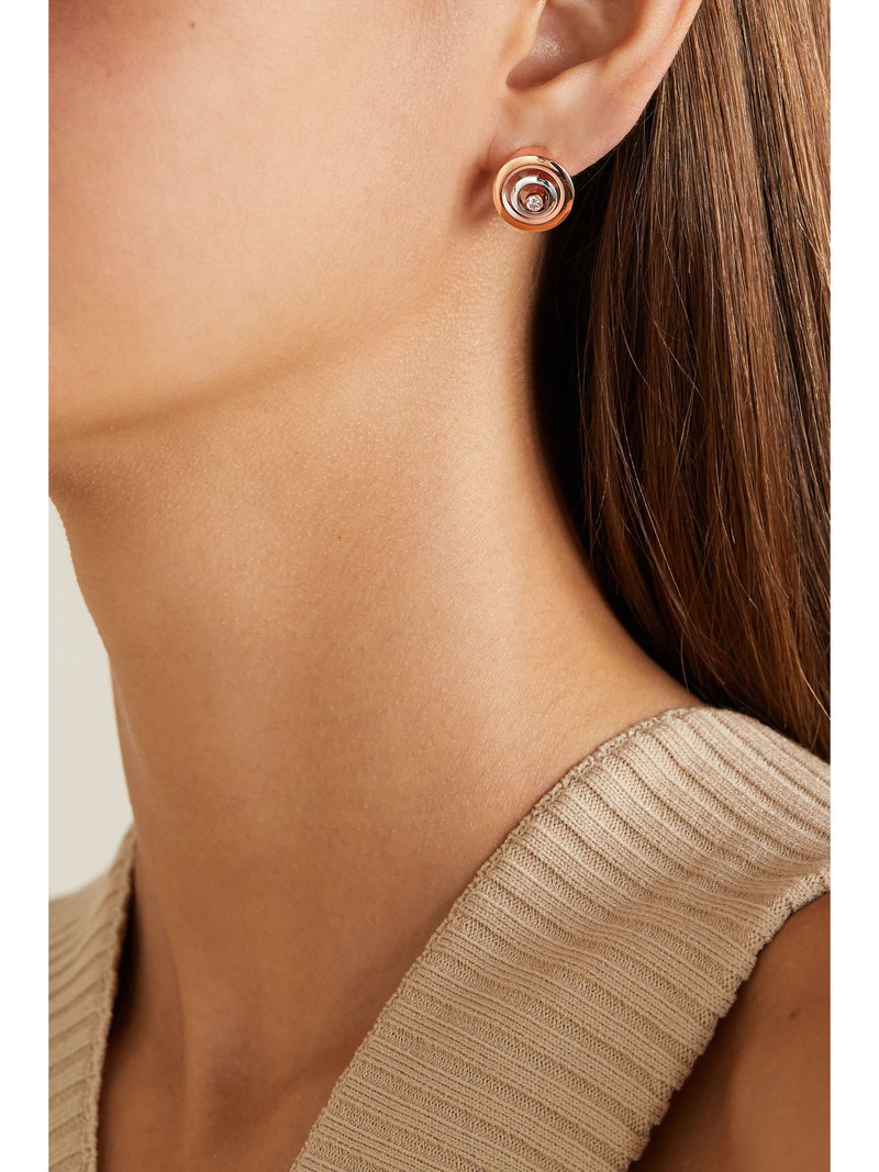 Chopard Happy Spirit 18-karat rose and white gold diamond earrings Gold outlook