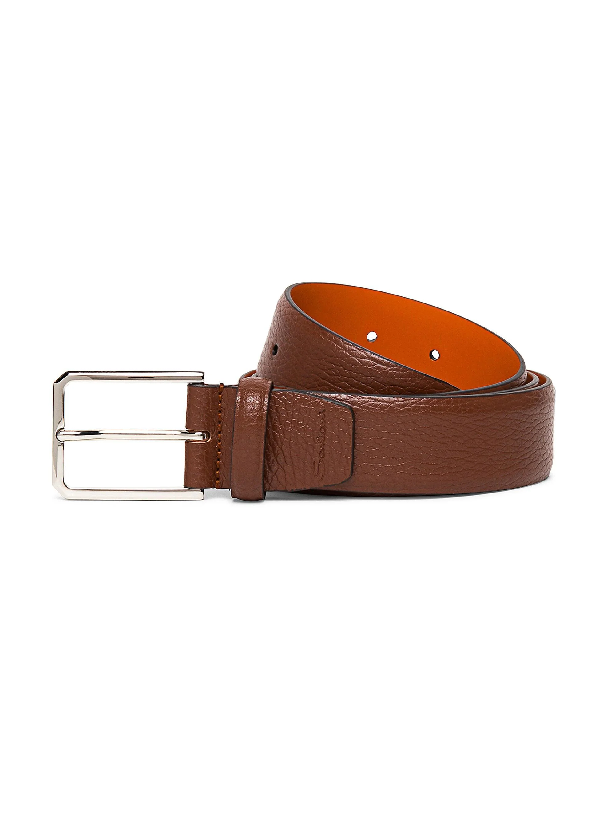 Men's Adjustable Grained Leather Belt - Tan - 1
