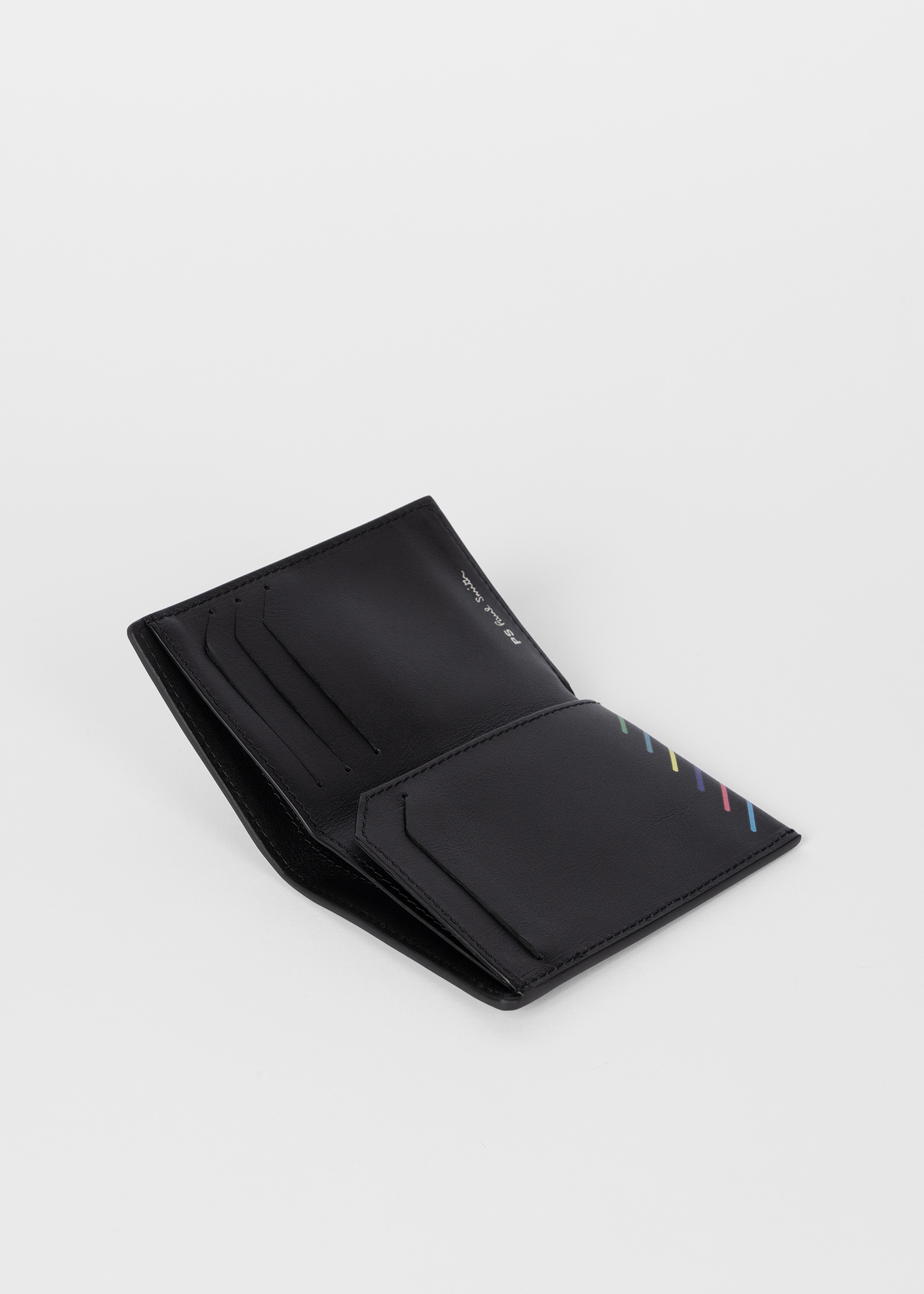 Black 'Sports Stripe' Slim Leather Wallet - 3