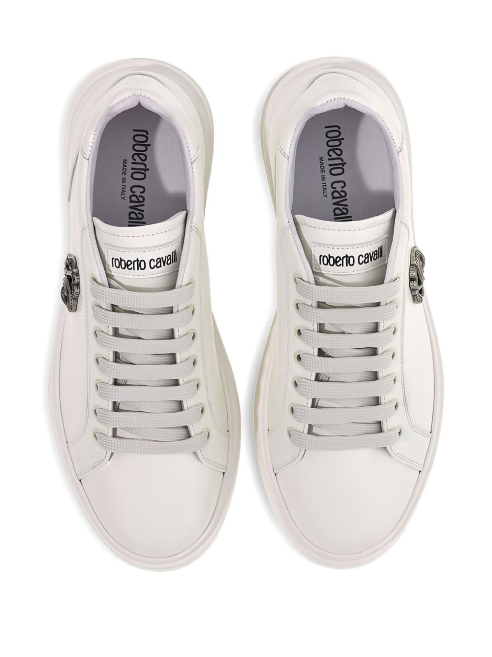 logo-plaque leather sneakers - 4