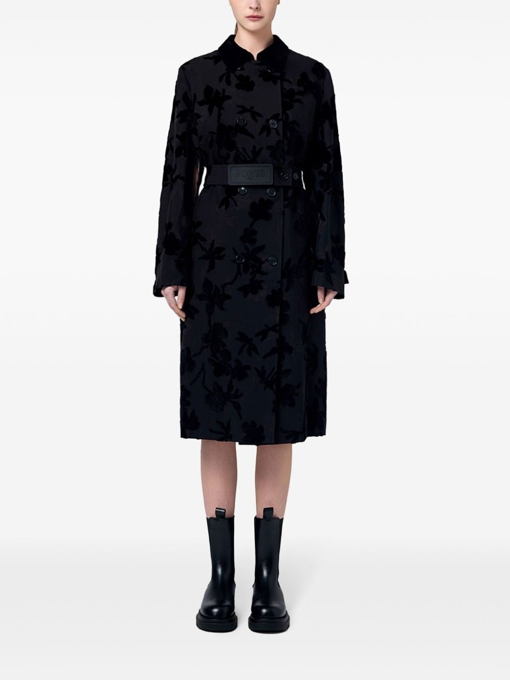 floral-print trench coat - 3