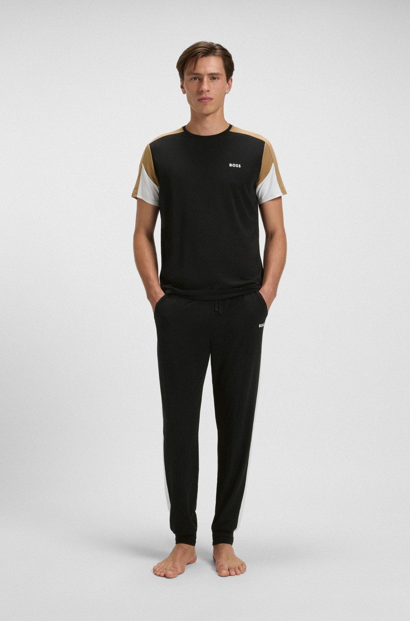 BOSS COTTON-BLEND PYJAMA BOTTOMS WITH CONTRAST PANELS outlook
