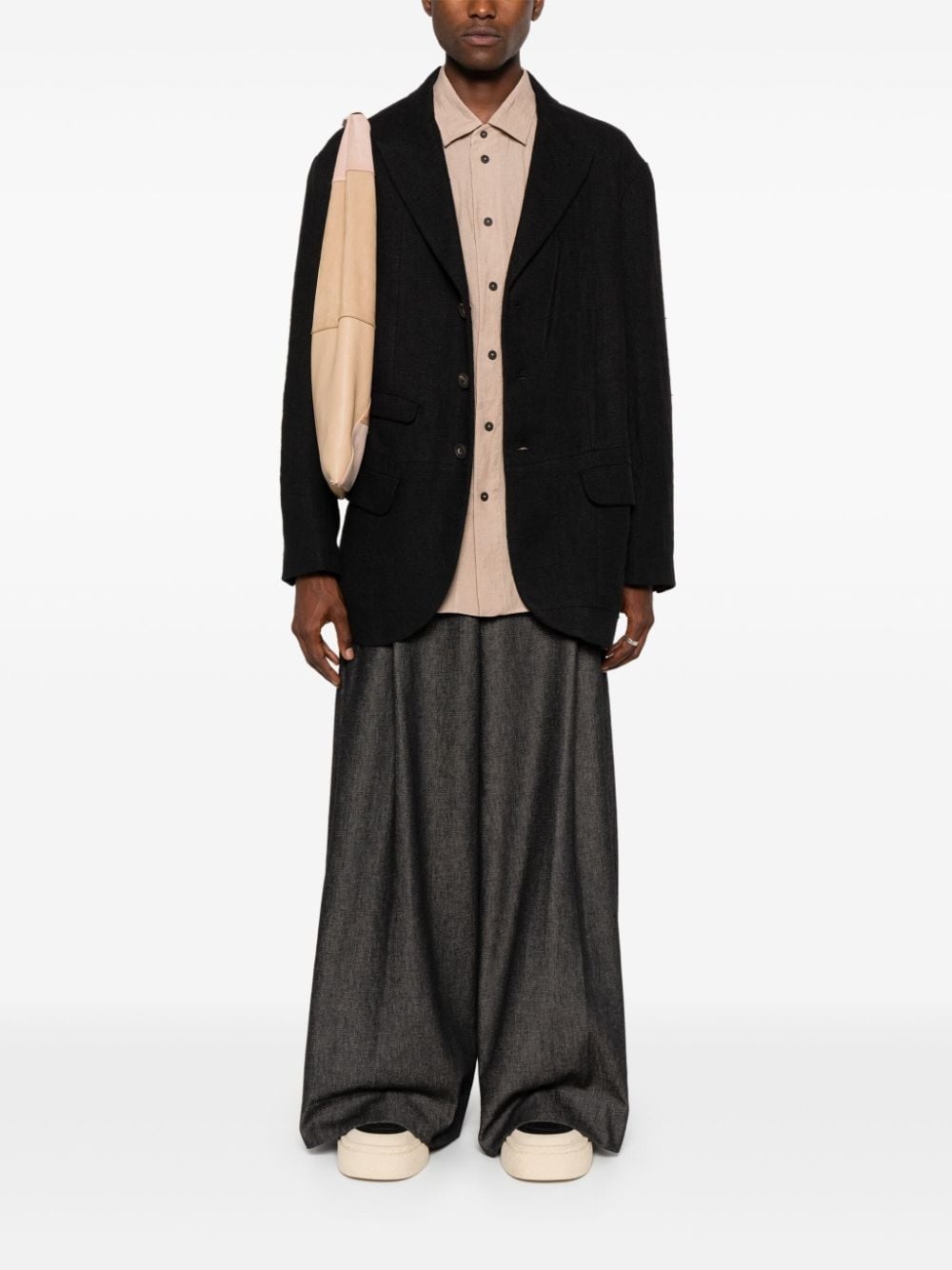 single-breasted linen blazer - 2