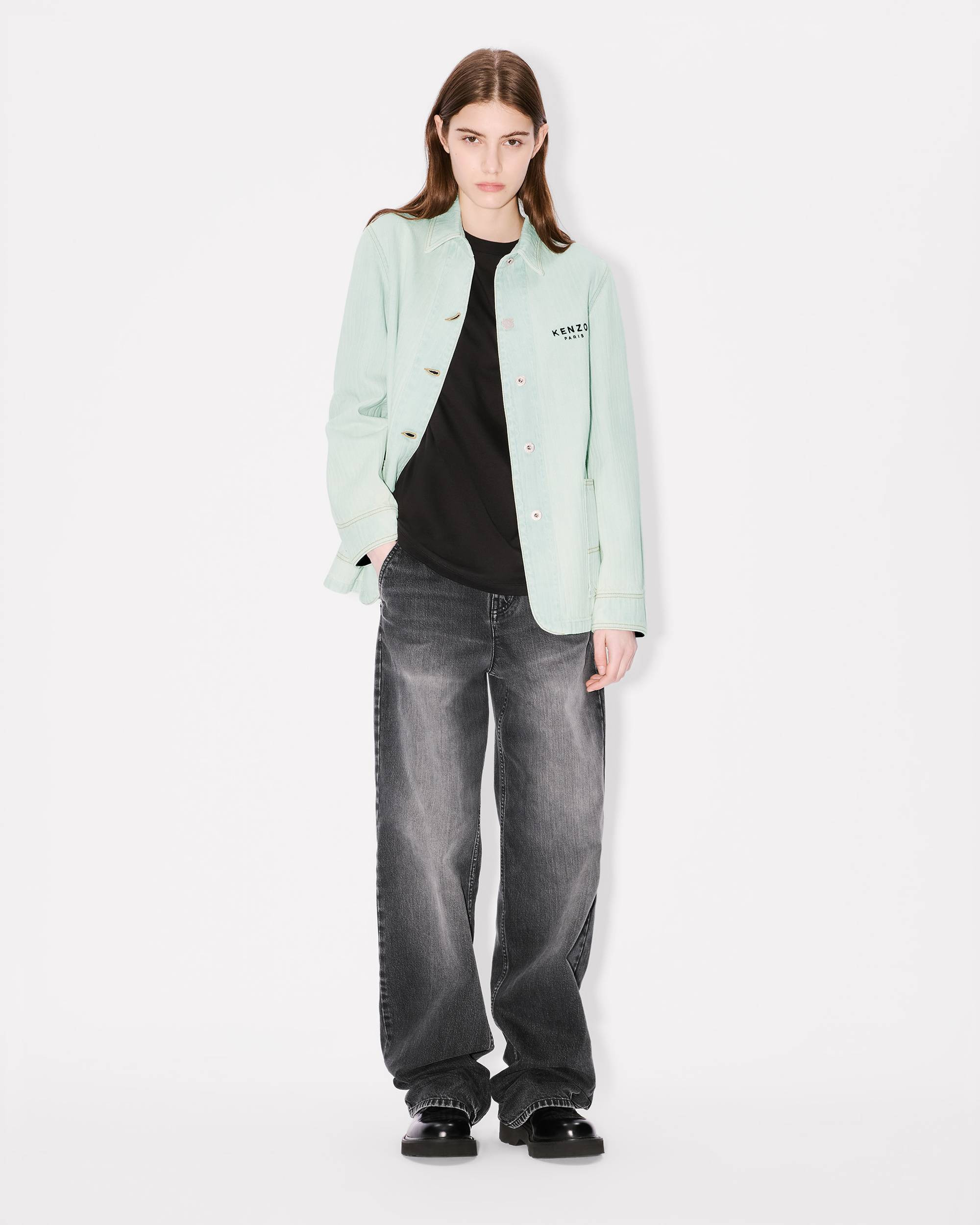 'Boke Flower' embroidered workwear jacket in japanese denim - 3