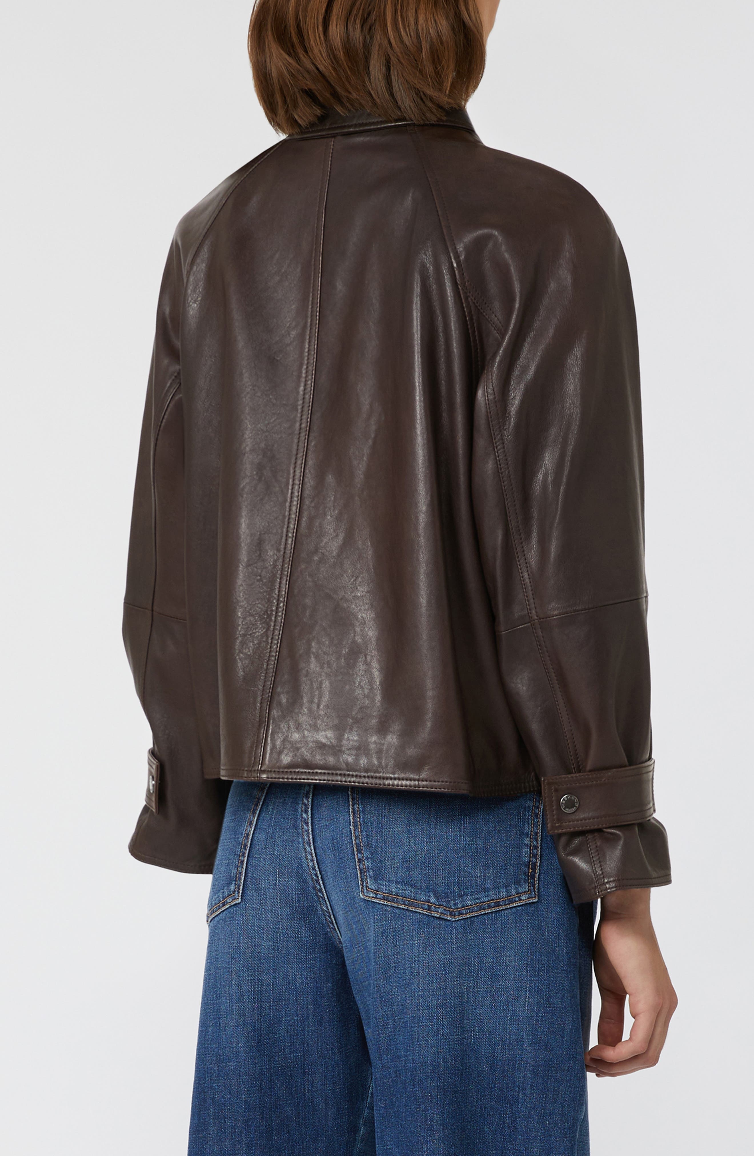 Weekend Max Mara Berbice Oversize Leather Jacket in Dark Brown at Nordstrom - 2