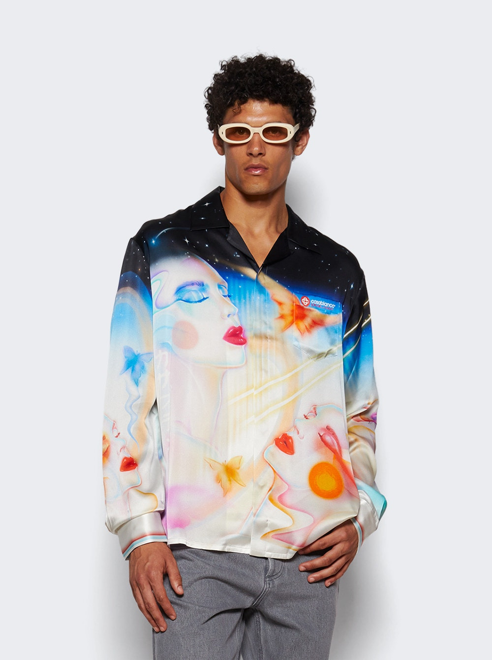 Cuban Collar Long Sleeve Shirt Galactic Connection - 2