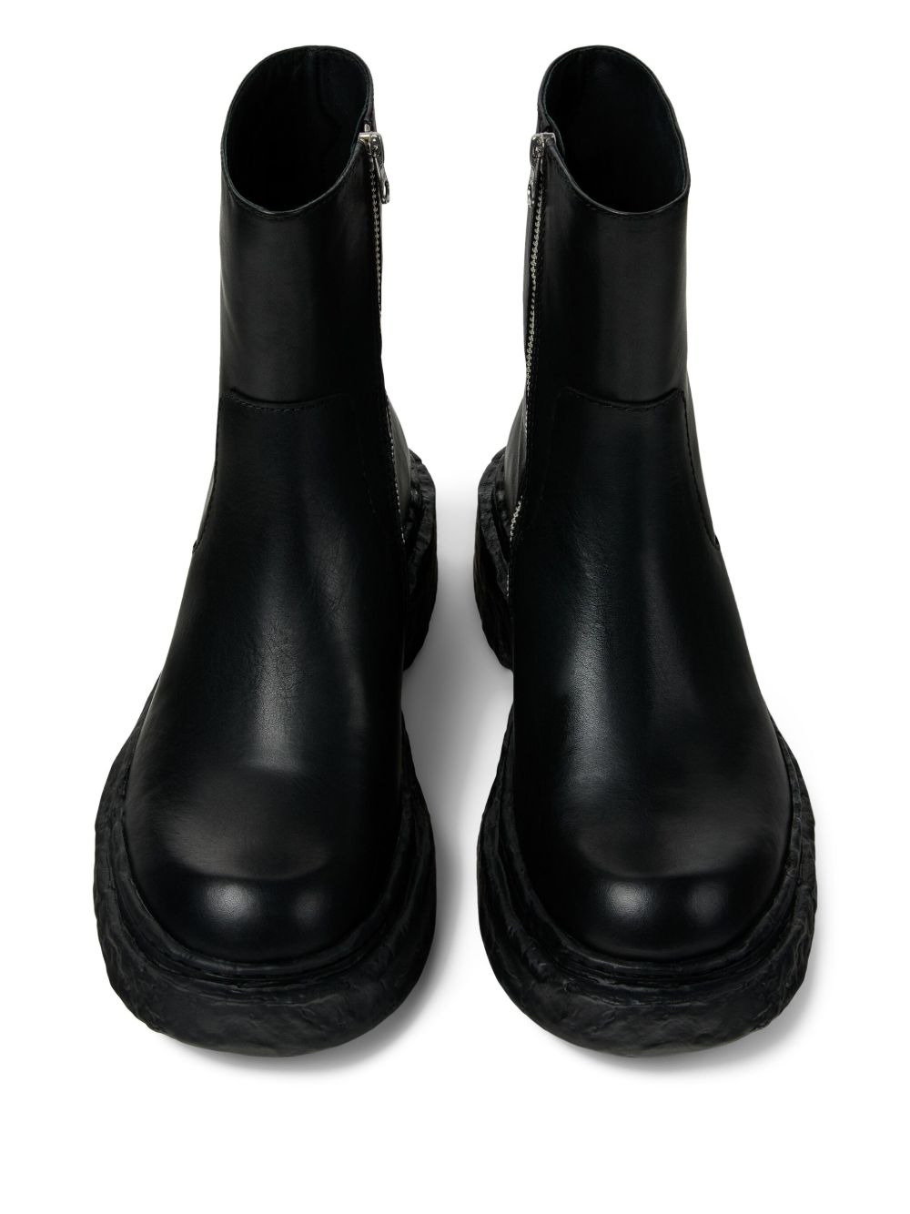 zip-detail textured  boots - 4