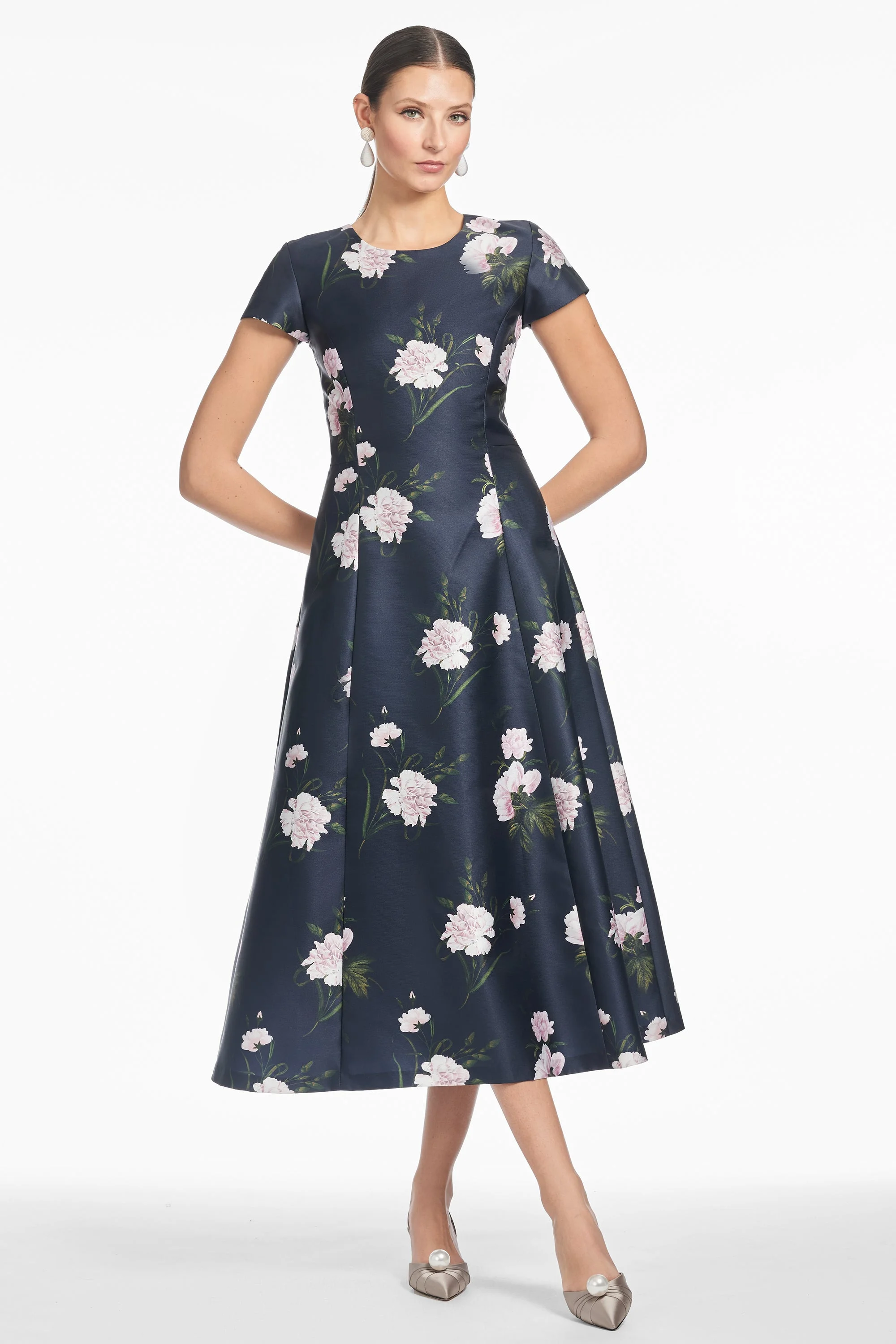 JACKIE DRESS - DARK MIDNIGHT CARNATIONS - 1