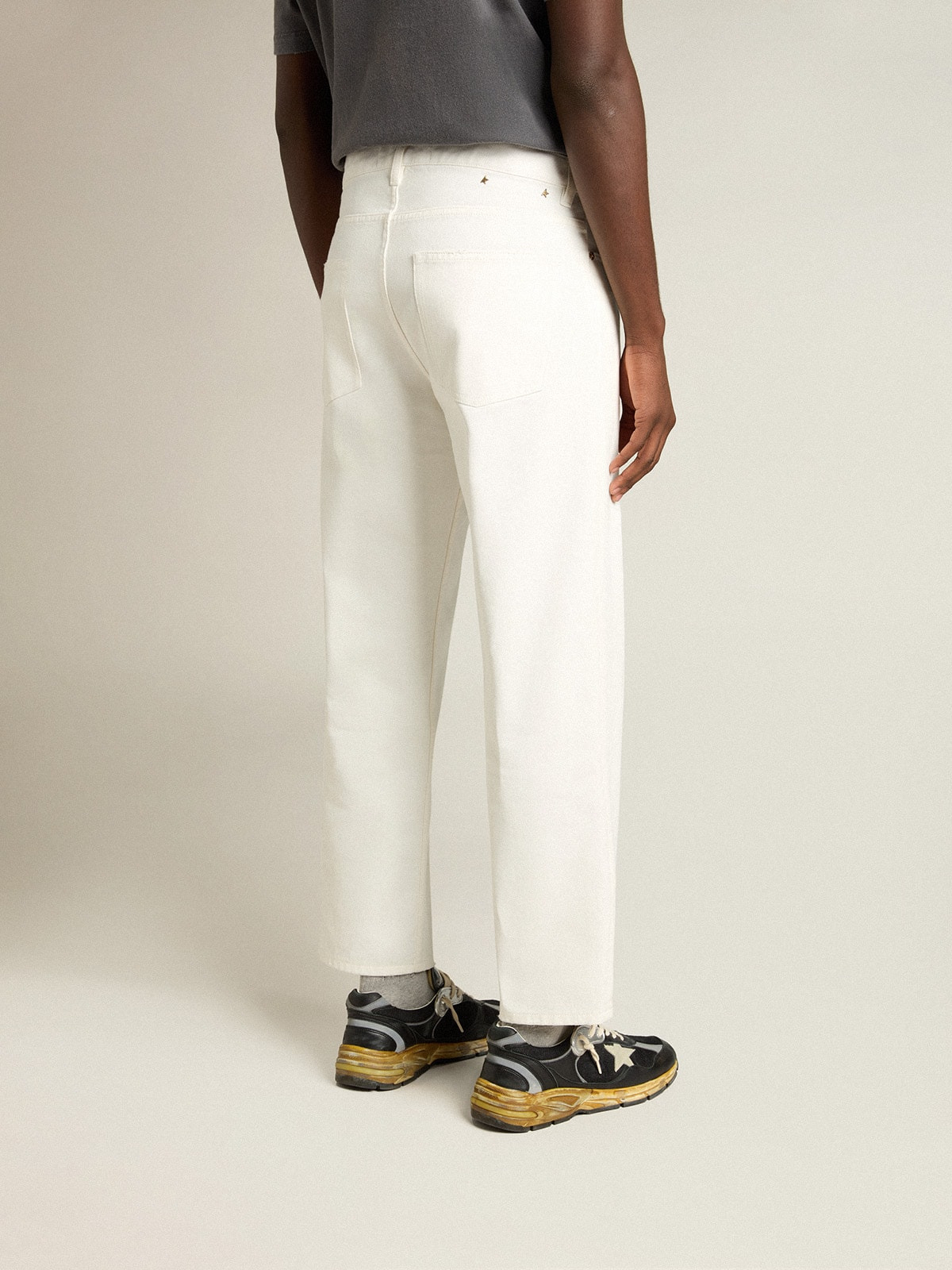 Men's white denim pants - 4