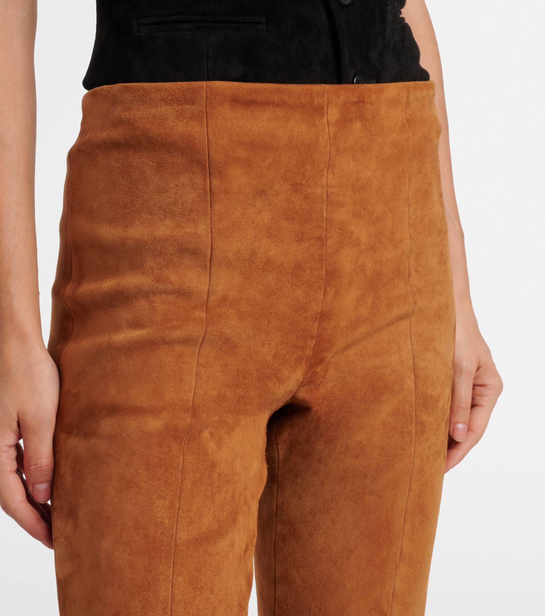 Gégé high-rise suede flared pants - 4