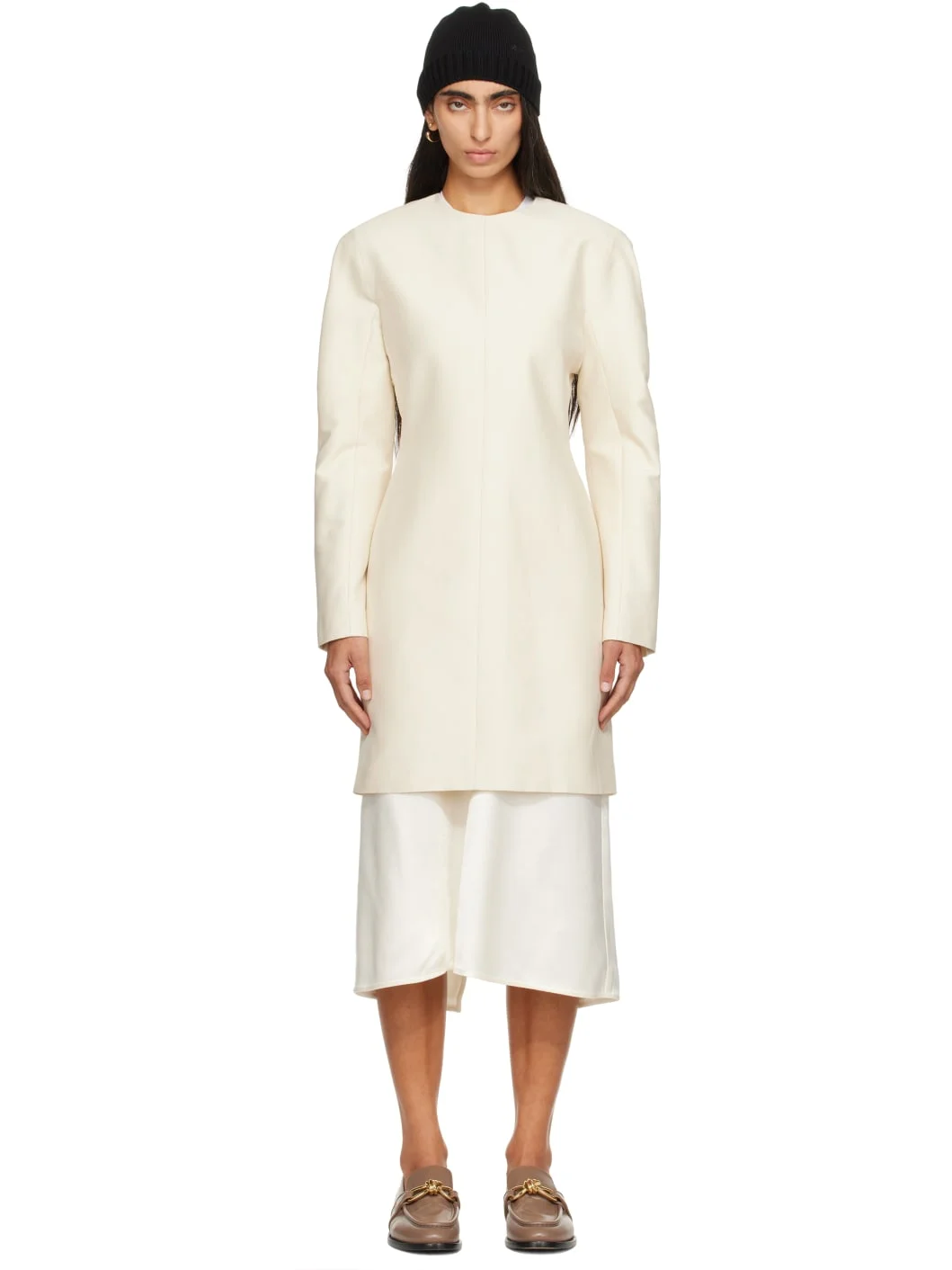 Off-White Cotton & Silk Toile Minidress - 1