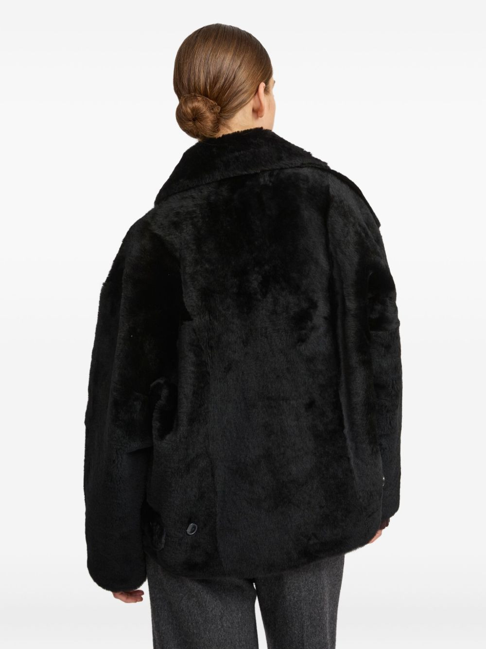 double-breasted shearling jacket - 3