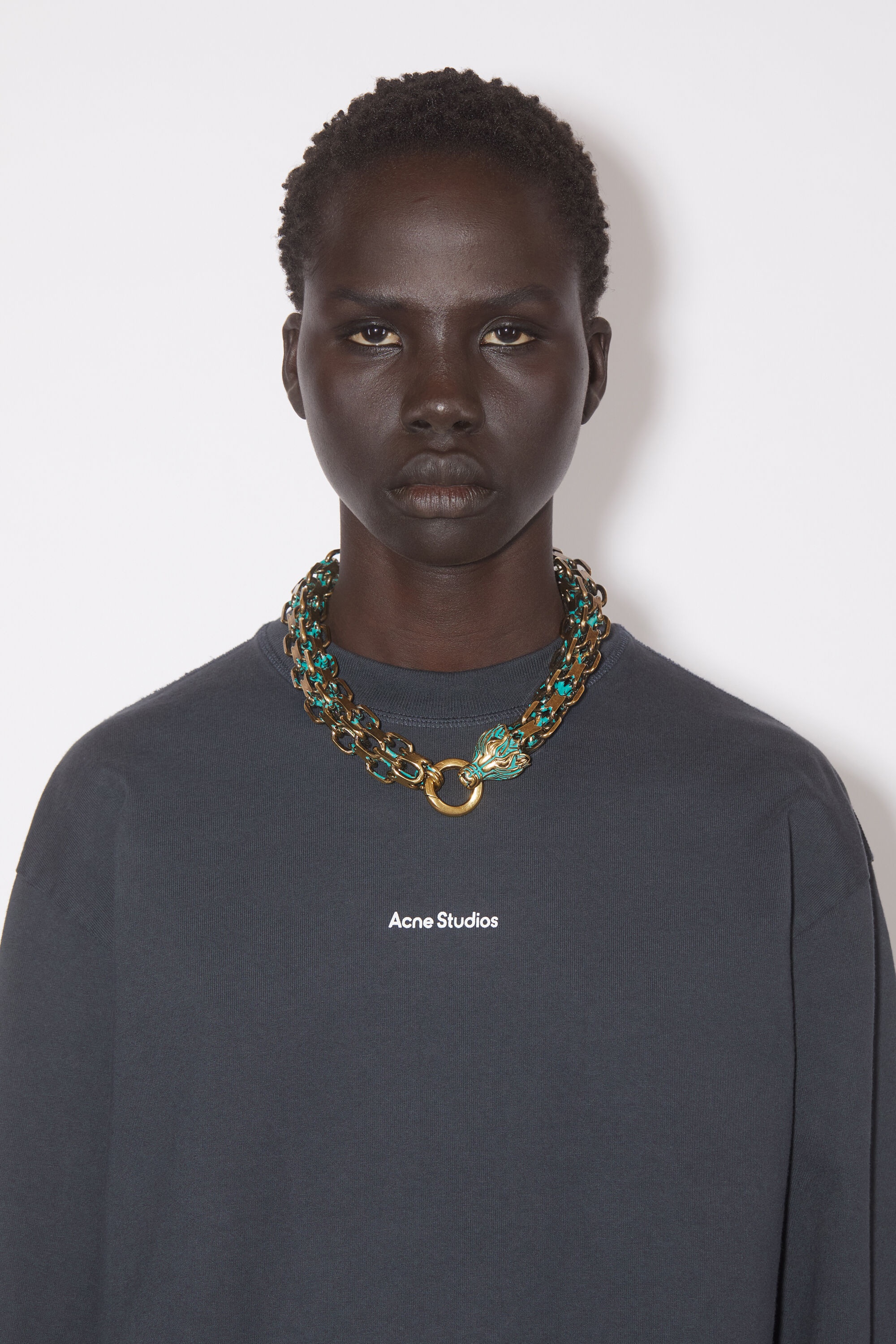 Chain necklace - Dark Military Green/Brass - 2