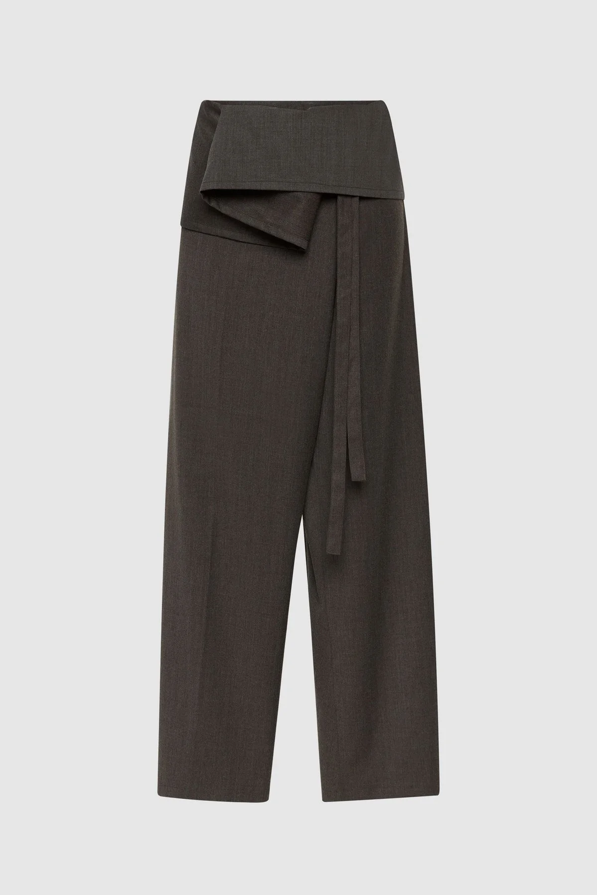 Wool Tailored Fisherman Pants - Mulch - 1
