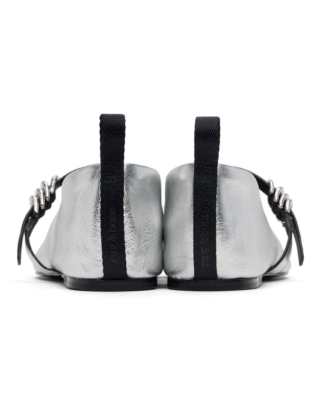 Silver & Black Spire Mary Jane Ballerina Flats - 2