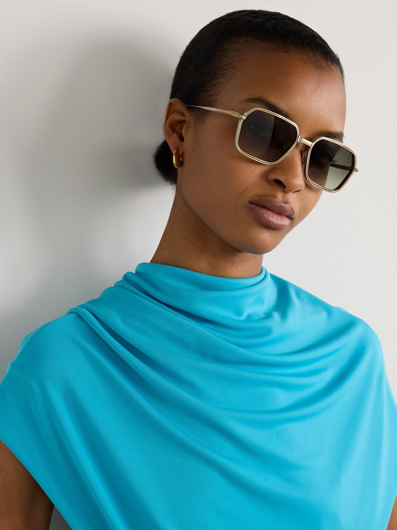 JACQUES MARIE MAGE Admiral Square-frame Gold- And Silver-tone Titanium Sunglasses outlook