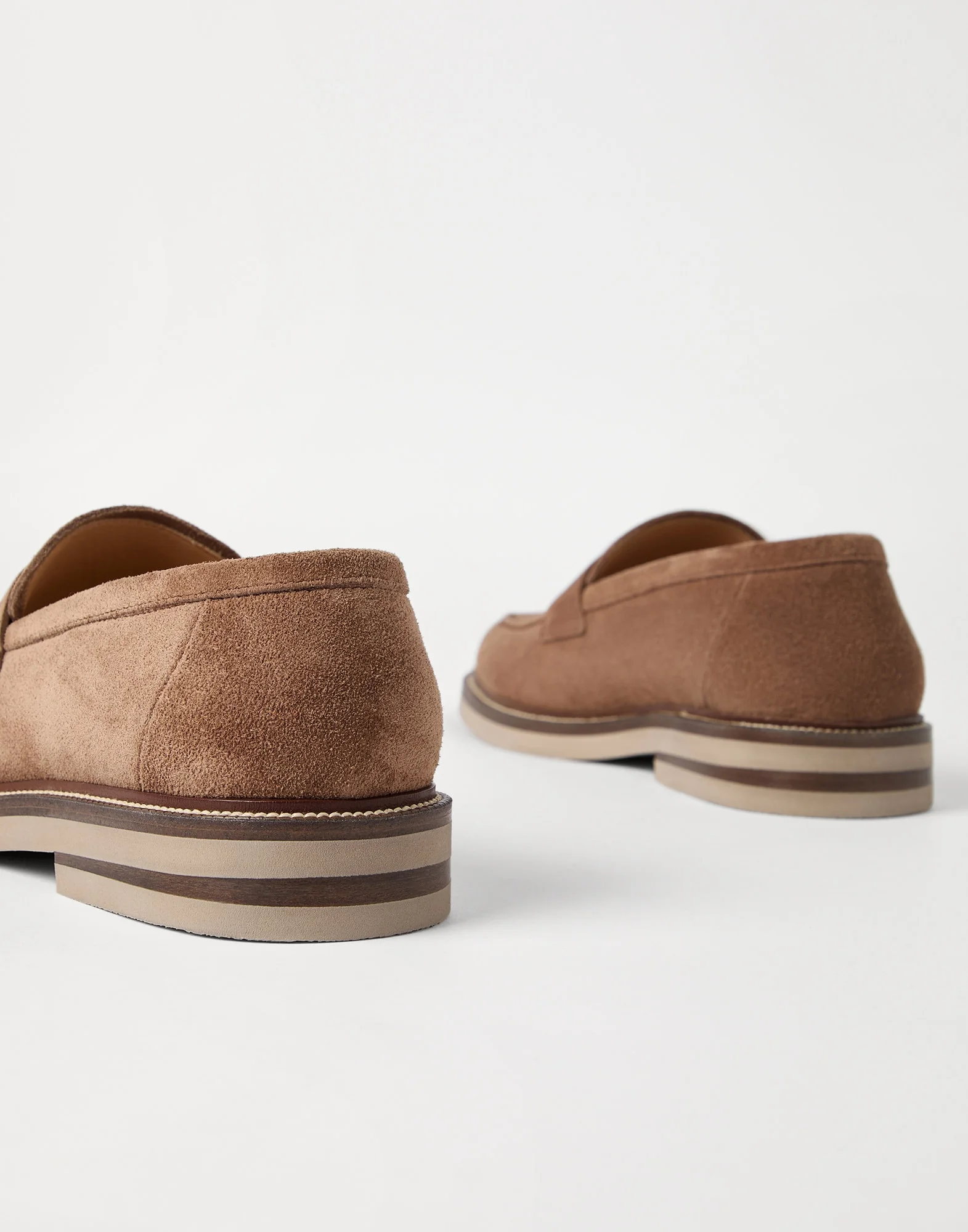 Brunello Cucinelli Reversed Calfskin Lightweight Penny Loafers US 9 Calfskin penny loafers for Man in Buff | Brunello Cucinelli main image 2