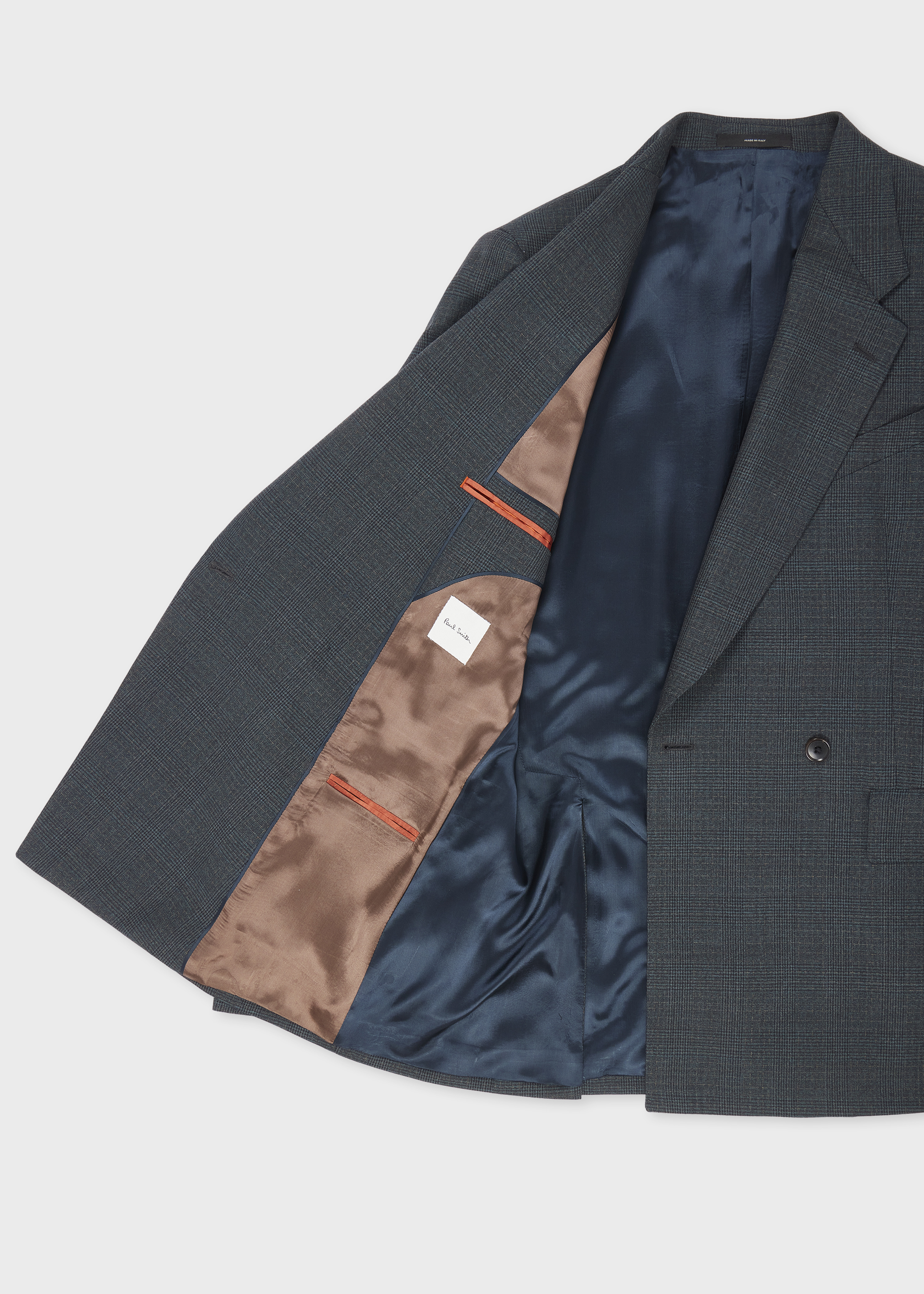 Green Check Wool Double-Breasted Blazer - 4